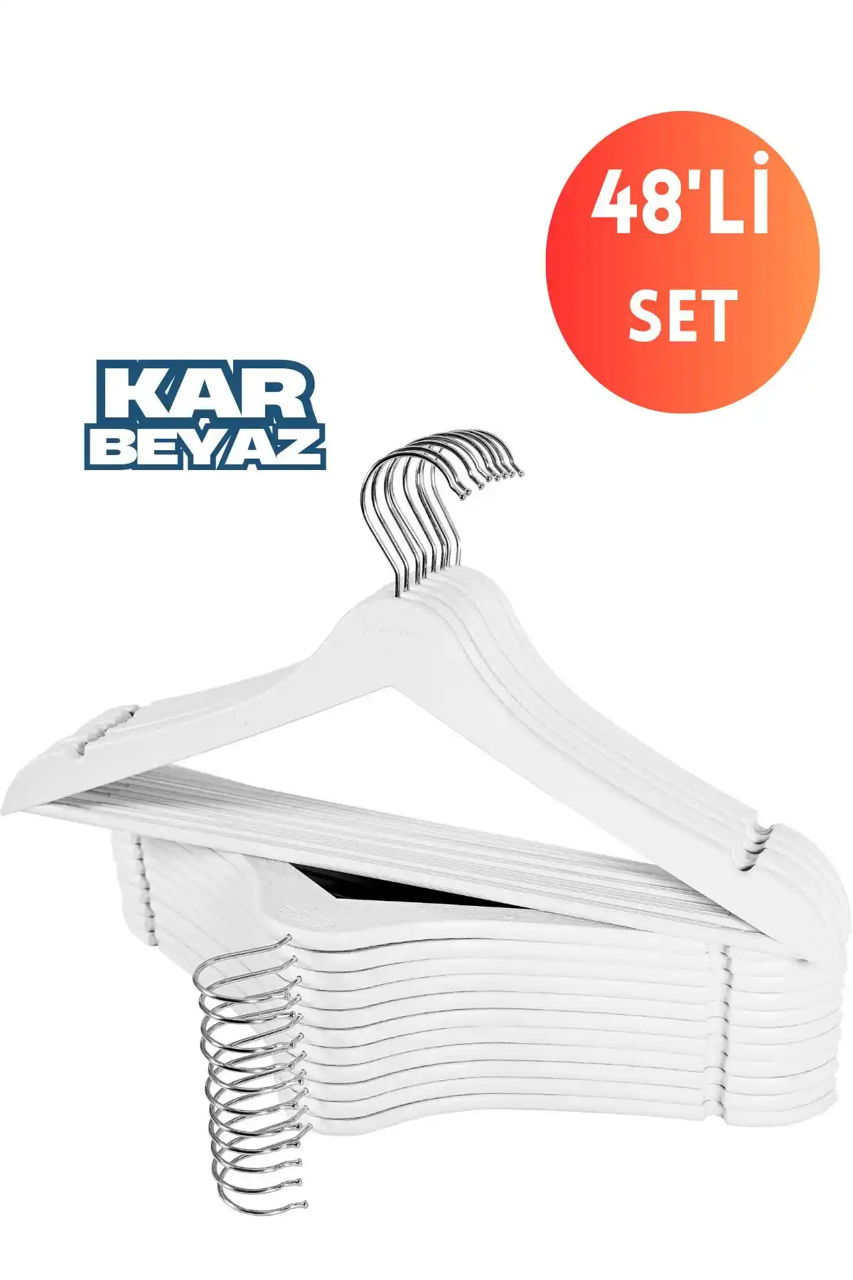 Dorcia Home Beyaz 48'li Askı Seti Gardırop Düzeni ve Estetiği İçin Uygun