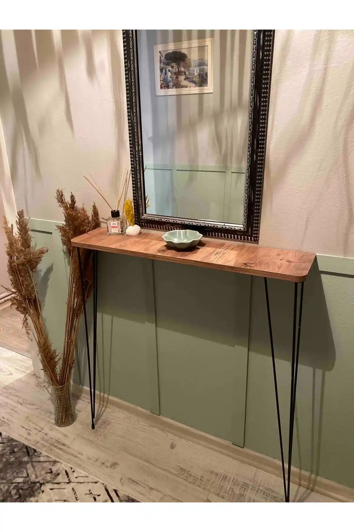 Dresuar ve Petek Üstü Duvar Rafı Modern ve Şık Dekoratif Çözüm 120 cm uzunlukta