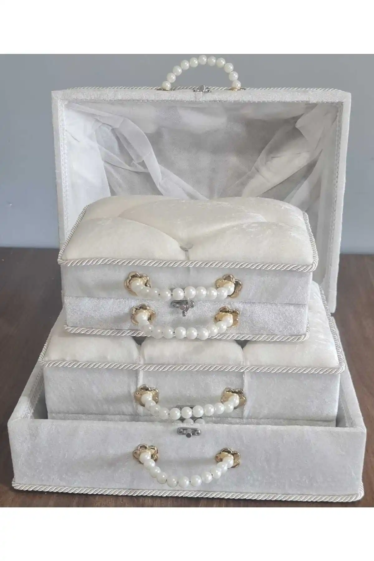 Duru Çeyiz Sandıkları Söz Nişan Bohça Gelin Düğün Çeyiz Setleri 3’lü Paket