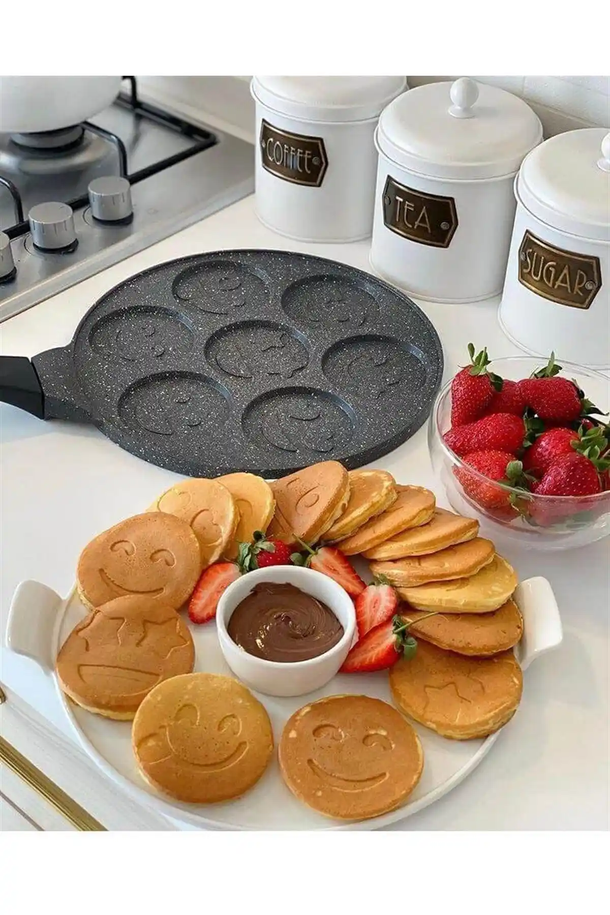 Eda Gülenyüz Emojili Pankek Tavası: Dayanıklı ve Pratik Mutfak Gereci
