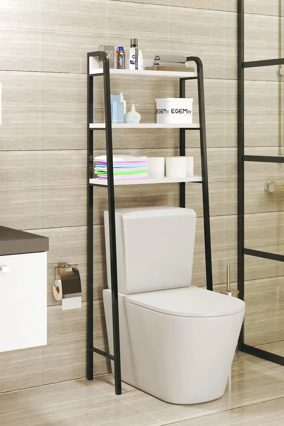 EGEMEV Wc Arkası Klozet Rafı Modern ve Dayanıklı Banyo Düzenleyici Çözüm