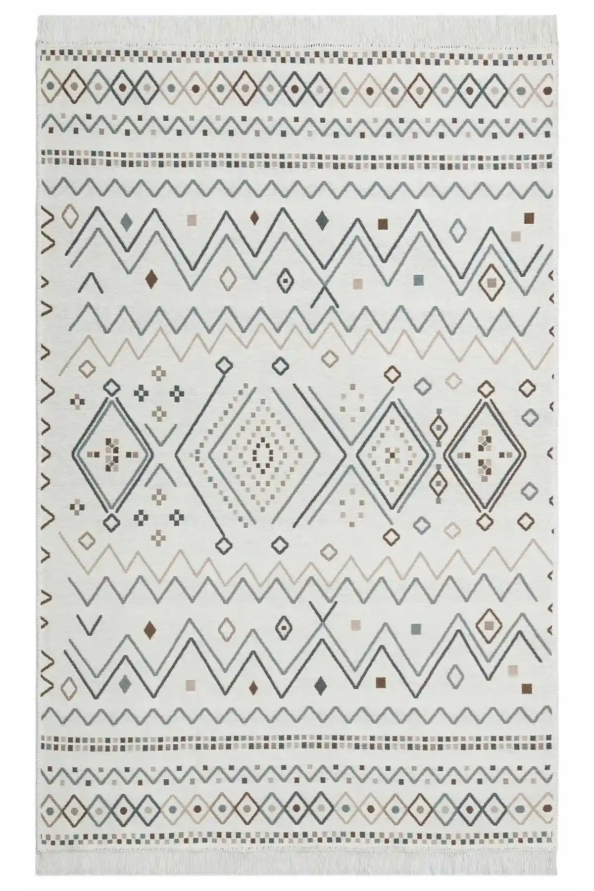 Eko Halı Arya Ar 05 Bej Mavi Modern Dekoratif Kilim, Şık ve Dayanıklı Tasarım