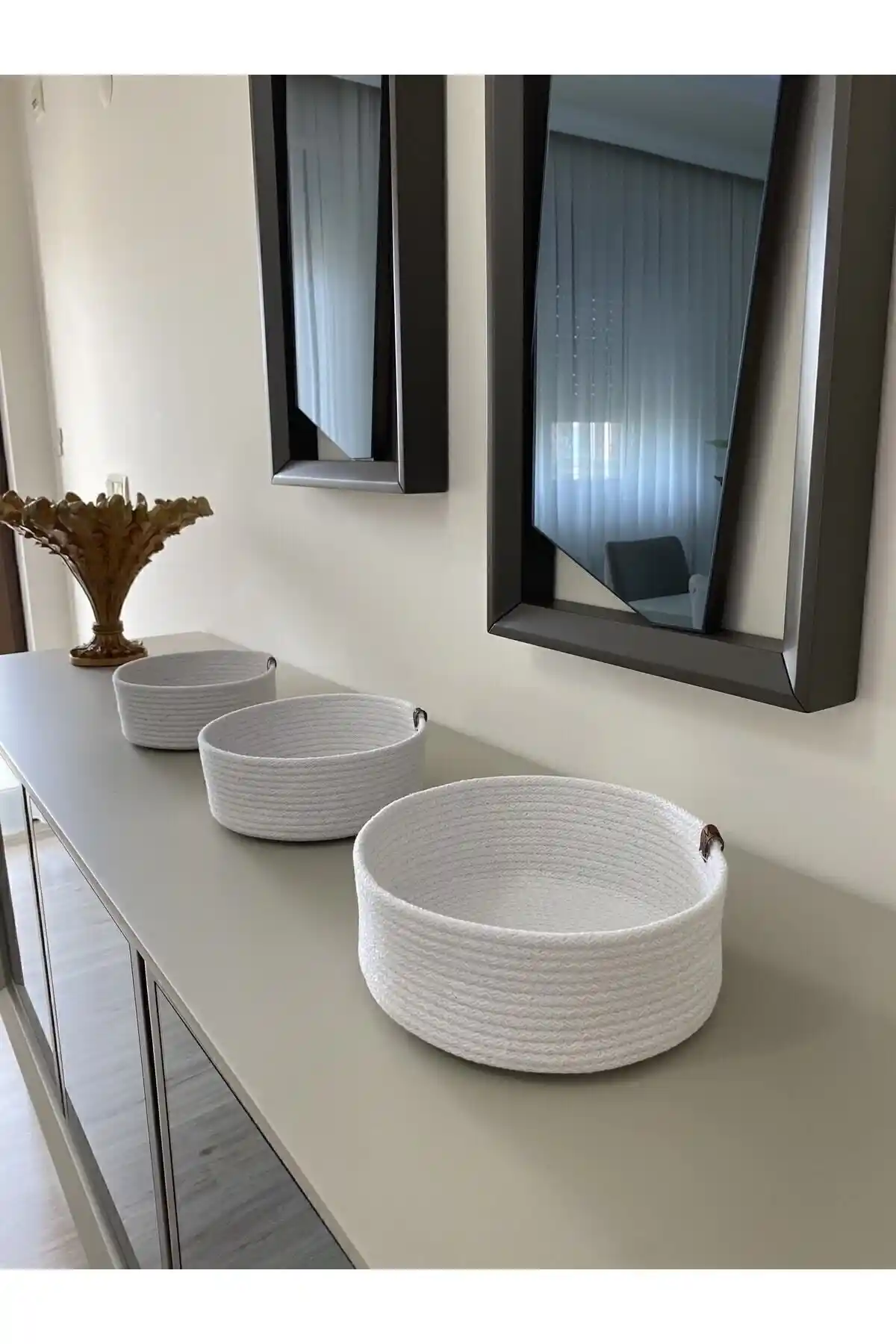 El Yapımı Hasır Sepet Takımı - Doğal ve Dayanıklı Ev Dekorasyonu için Ideal