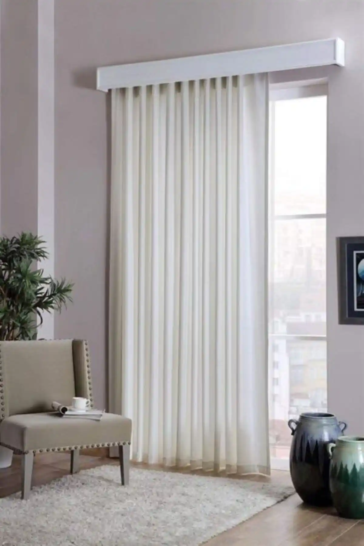 Elmas Prime 1. Kalite Beyaz Saten Güneşlik Cam Tek Kanat Modern Tasarım