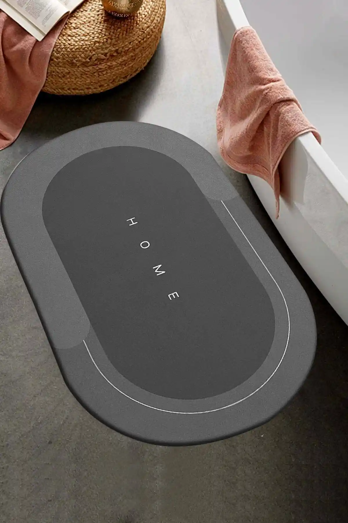 Else Dekor Gri Desenli Duş Önü Paspası: Dayanıklı ve Şık Banyo Aksesuarı