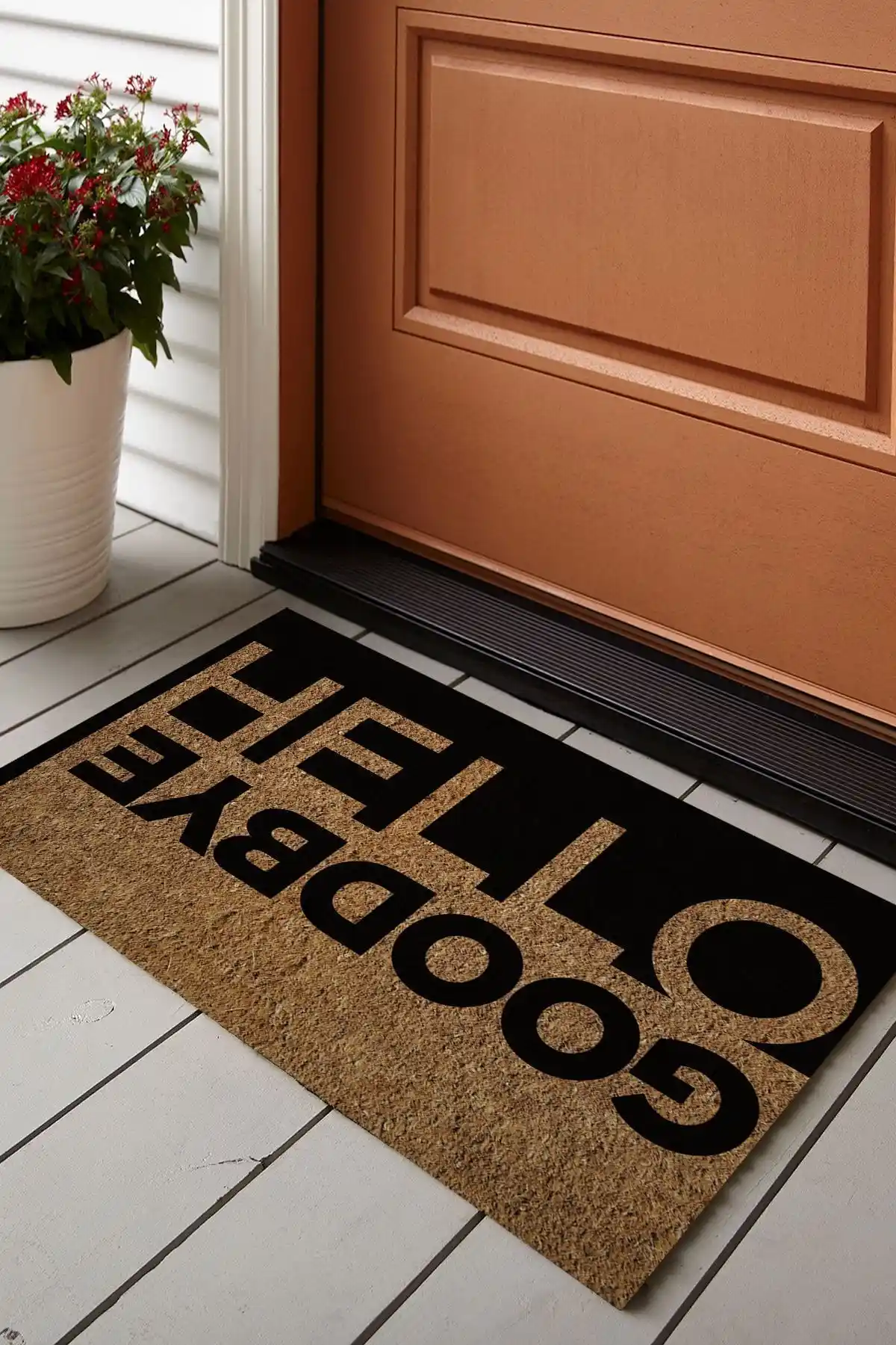 Else Dekor Hello Goodbye Desenli Modern İç ve Dış Kapı Önü Paspası Kps-4