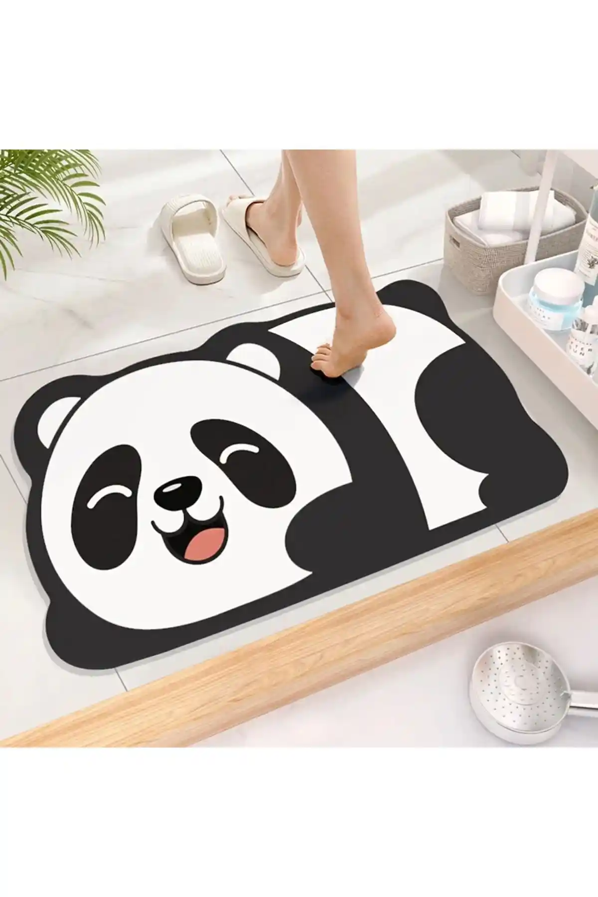 Else Dekor Sevimli Panda Su Emici Banyo Paspası Güvenli ve Şık Tasarım