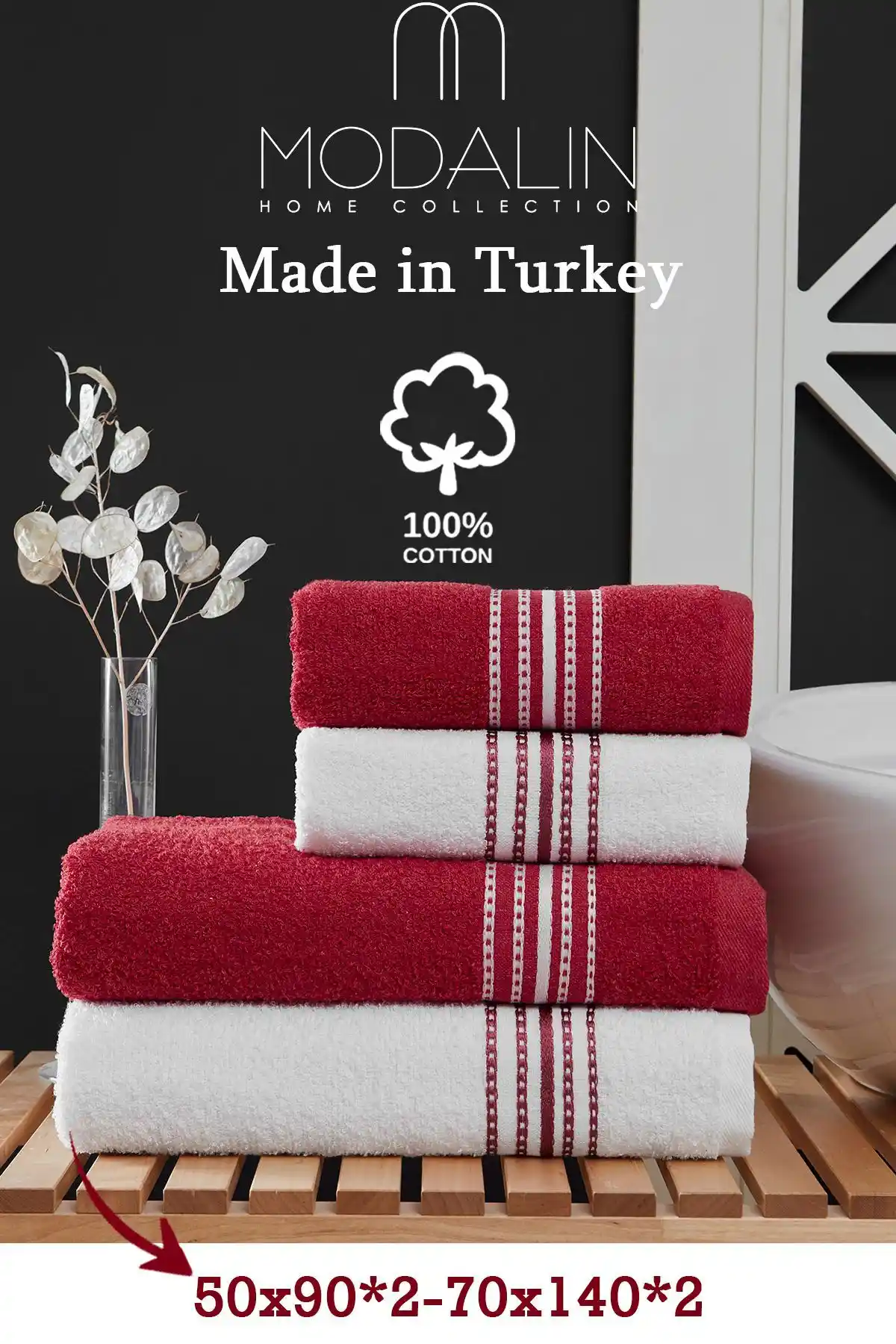 Elvin 4'lü Banyo Havlusu Seti 50x90 ve 70x140 Cm Modern ve Şık Tasarım