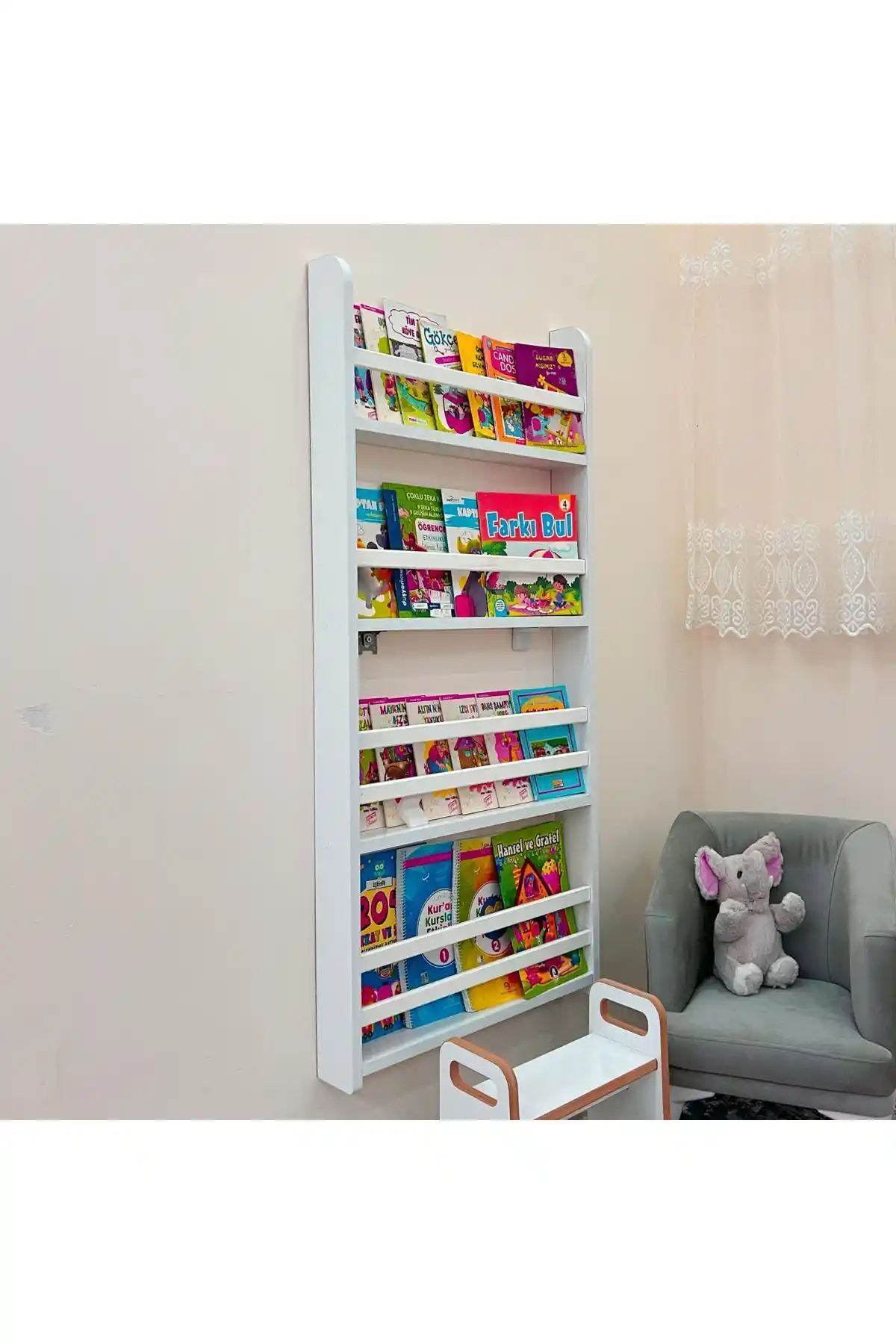 Emdief Home Carmen Serisi 4 Raflı Çocuk Odası Kitaplığı Modern ve Dayanıklı Tasarım