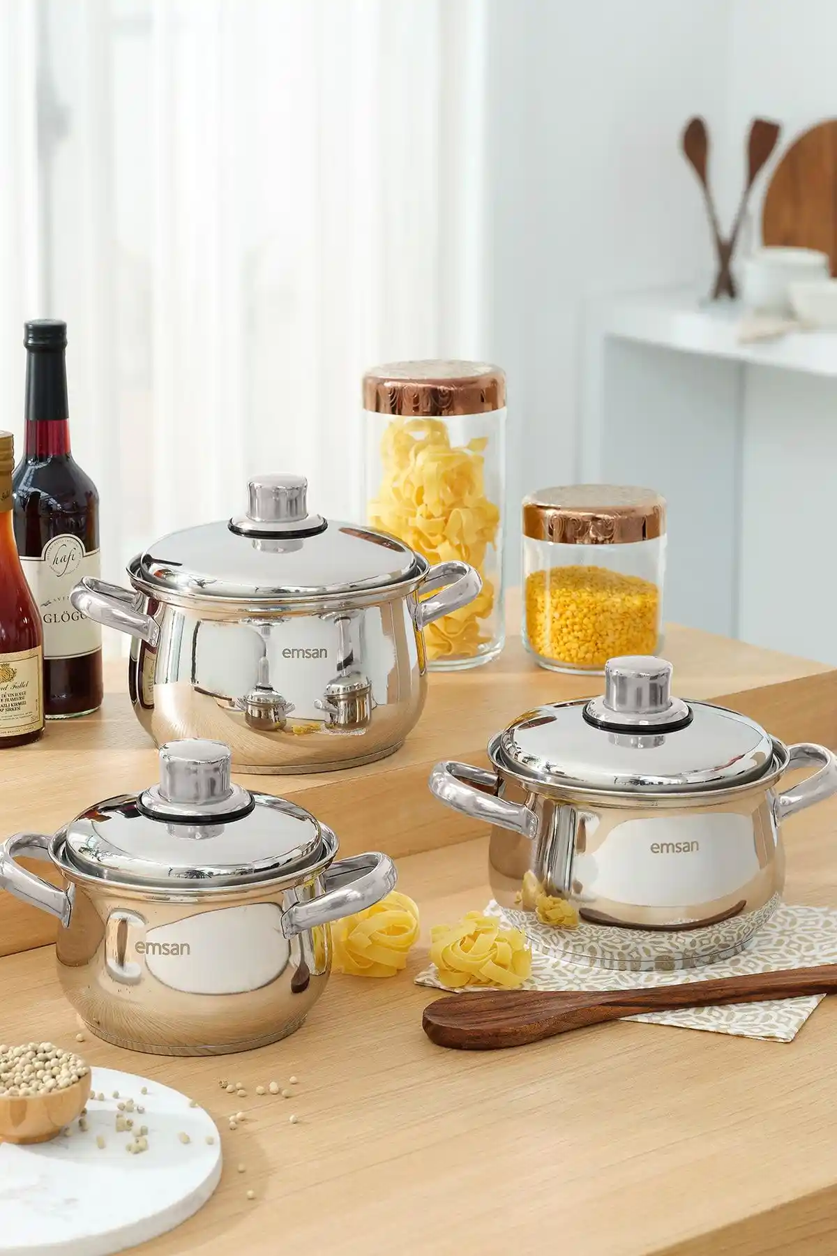 Emsan Azure Indüksiyon Tabanlı 6 Parça Çelik Tencere Seti Modern ve Dayanıklı Mutfak Gereçleri