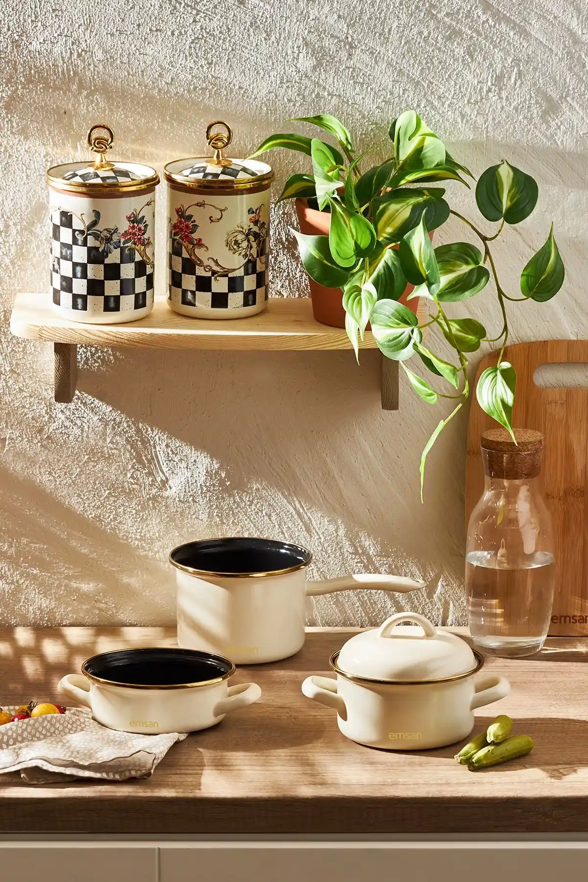 Emsan Tosca 3'lü Midi Tencere Seti Ekru: Şık ve Dayanıklı Mutfak Gereçleri