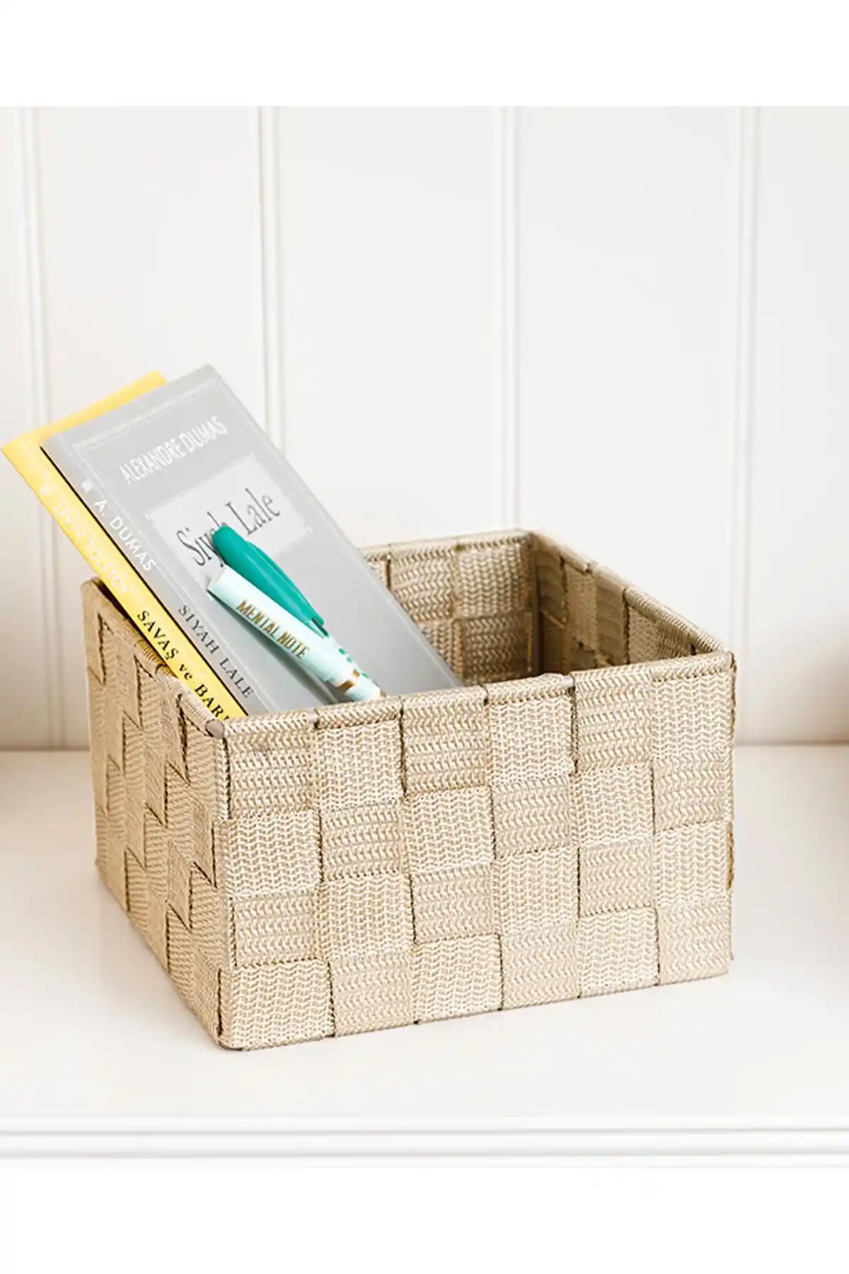 English Home Shine Sepet 16x16x9,5 cm Bej - Modern Ev Dekorasyonunda Şıklık ve Düzen