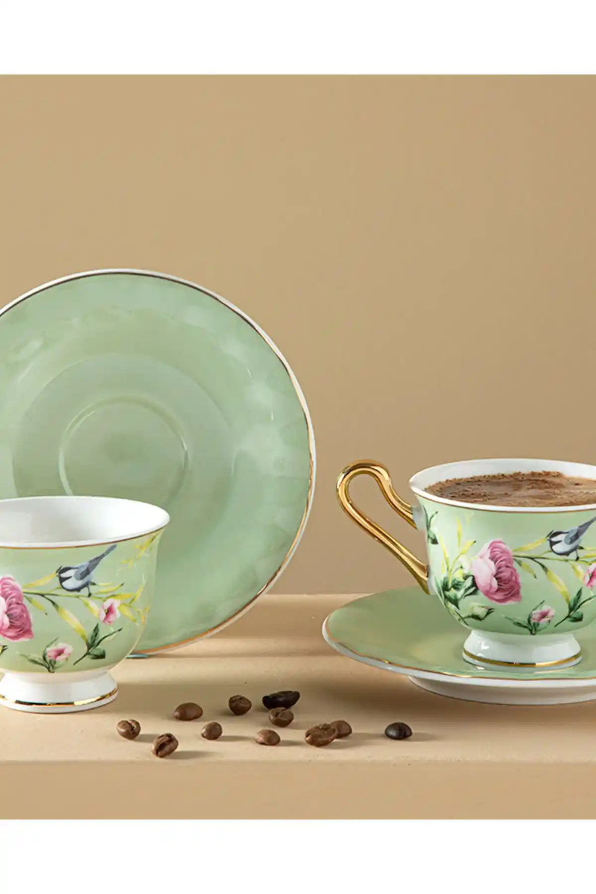 English Home Vanilla Bone China 4 Parça İki Kişilik Kahve Fincan Takımı