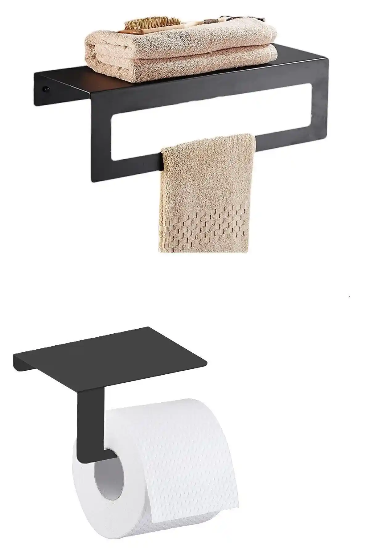 ENSAR PROFİL Metal Banyo Askılığı ve Tuvalet Kağıdı Tutucu Seti Modern ve Dayanıklı Tasarım