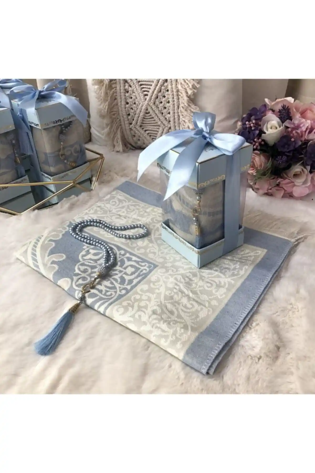 Ensarhac Çırağan Serisi Seccade ve Tesbih Hediye Seti Bebe Mavi Dini Aksesuarlar