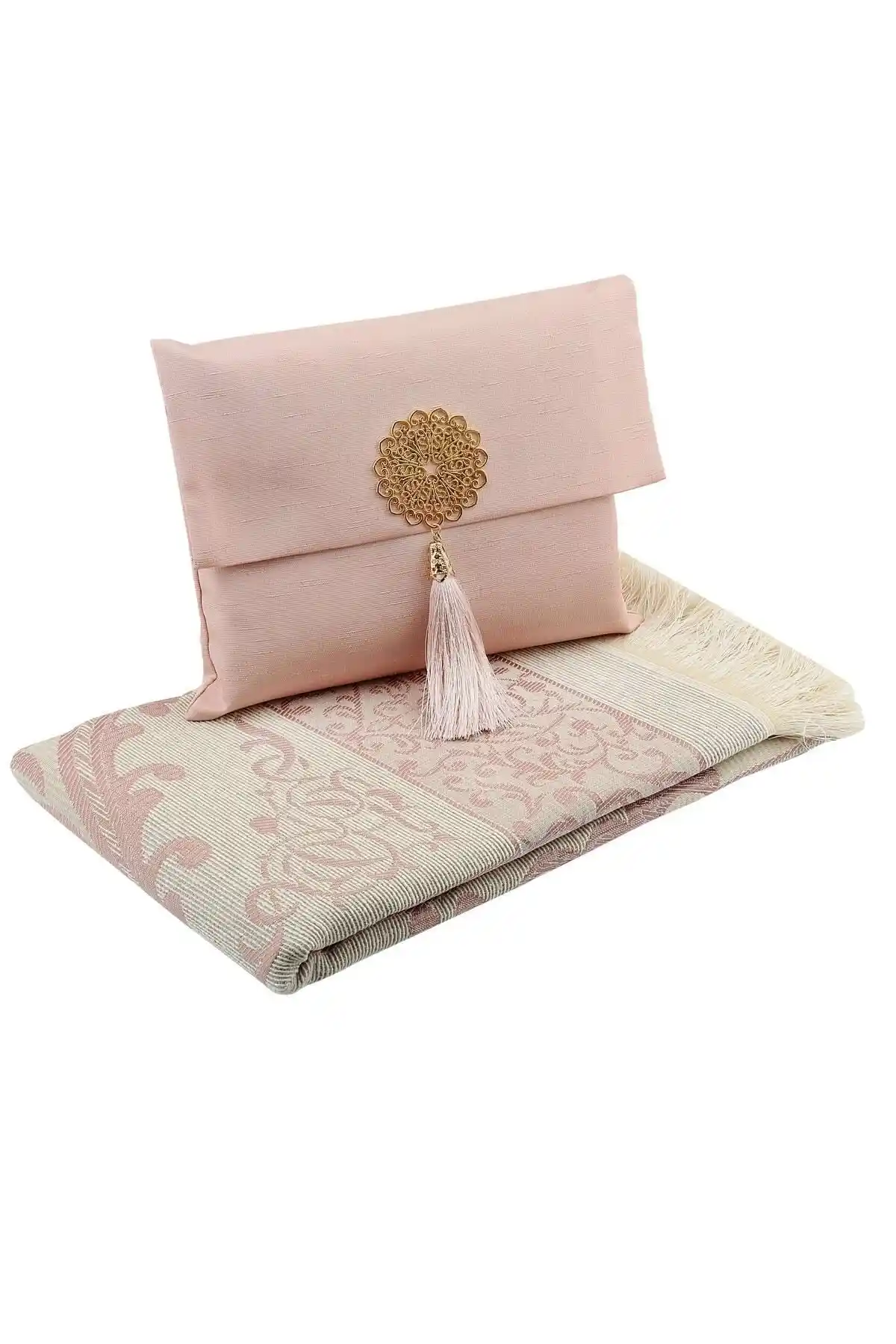 ENSARHAC Umre Malzemeleri Pembe Seccade ve Tesbih Seti Hafif ve Portatif Tasarım