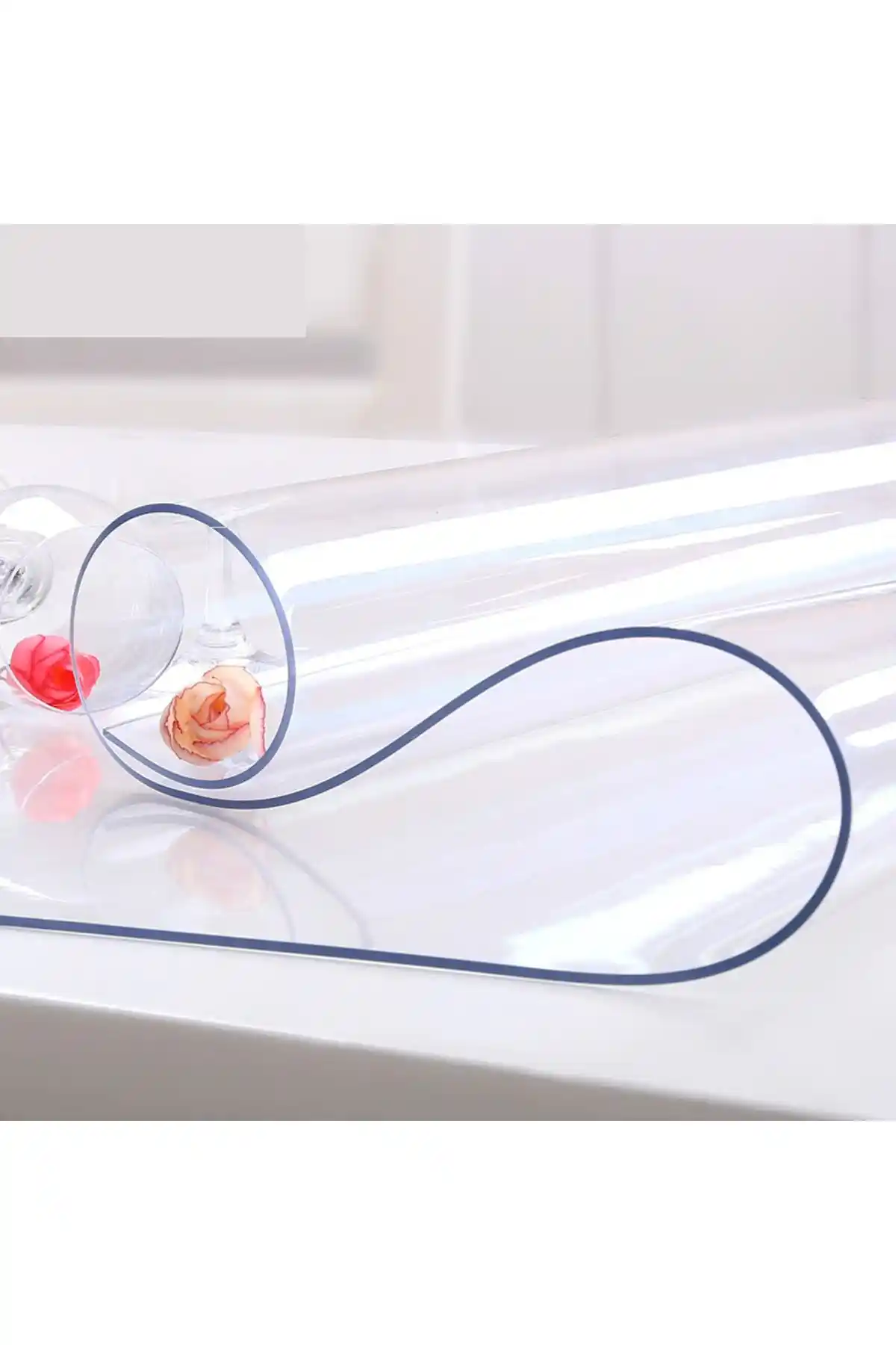 ErksoLhome Ceren Şeffaf PVC Masa Örtüsü - Kaymaz ve Uzun Ömürlü Koruyucu