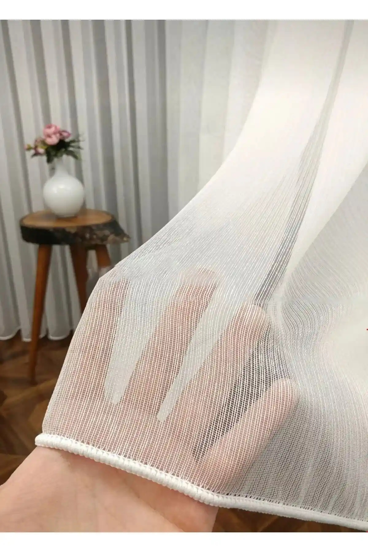 ERNGlobal Ütü İstemeyen Kar Desen Sık Pileli Tül Perde Dekoratif ve Kullanışlı Tasarım