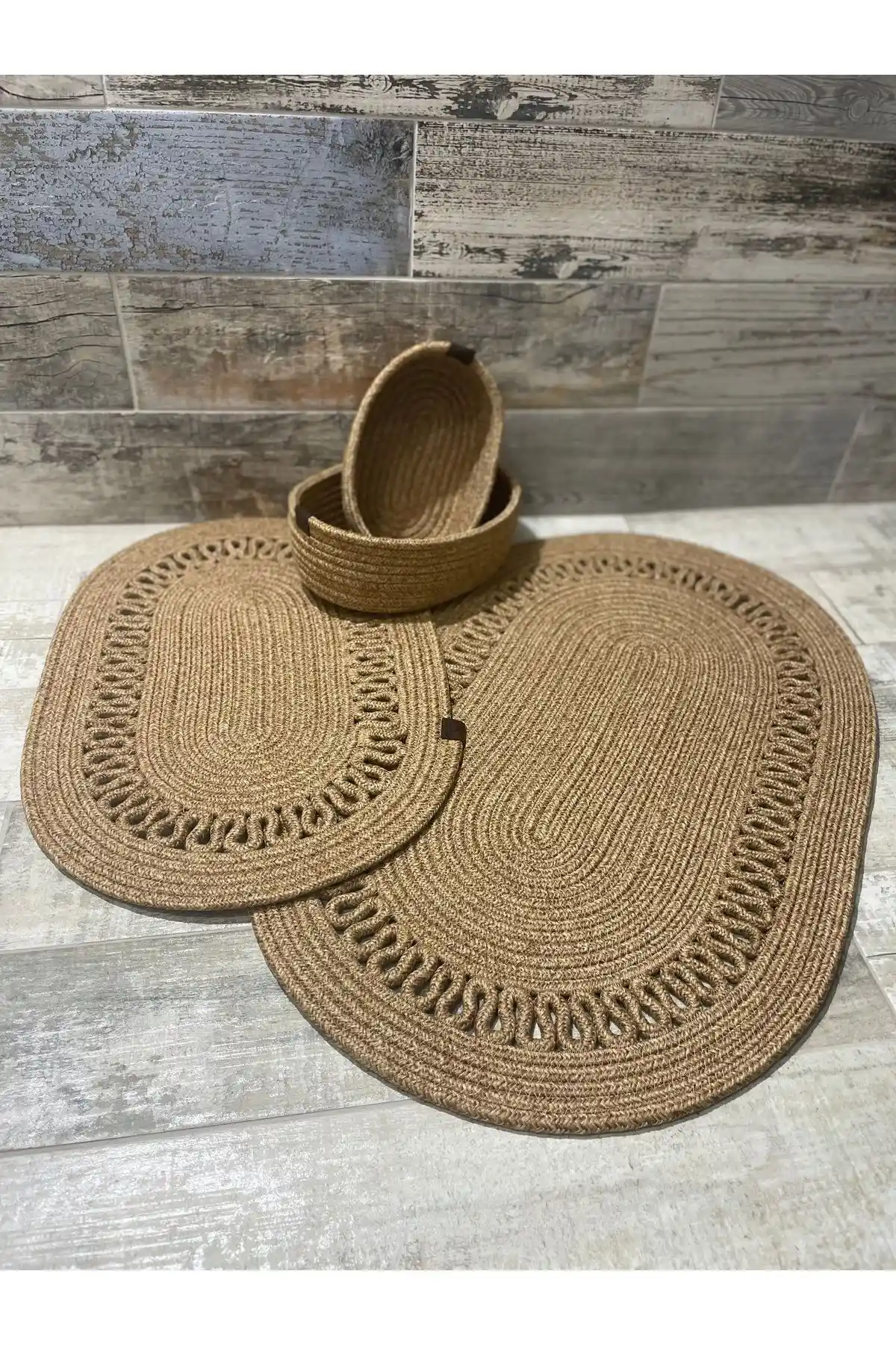 Ersu Ahat Home Design Jüt ve Hasır Banyo Paspas Takımı Modern ve Şık Banyo Dekorasyonu İçin