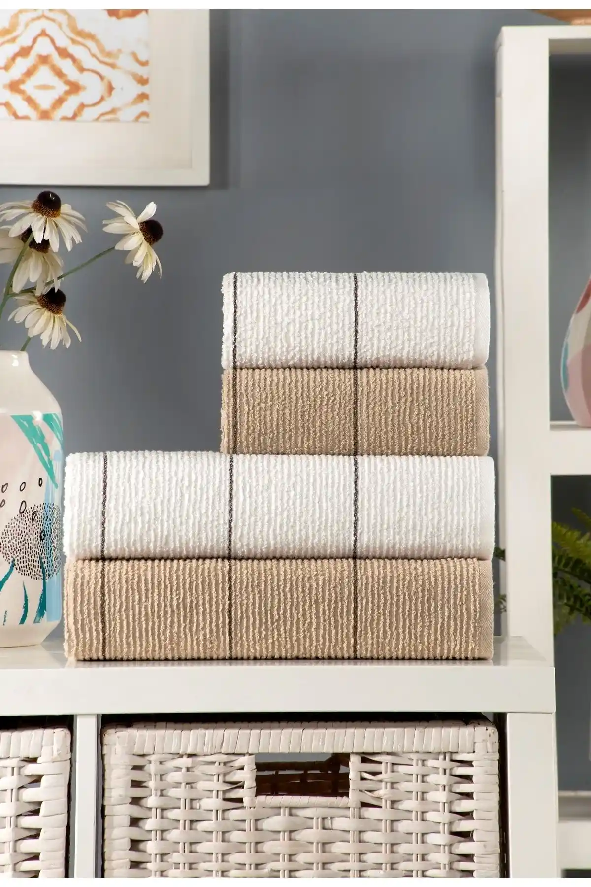 Eumenia Sahara 50x85 ve 70x140 Cm 4'lü Banyo Havlu Seti Şıklık ve Konforun Buluşması