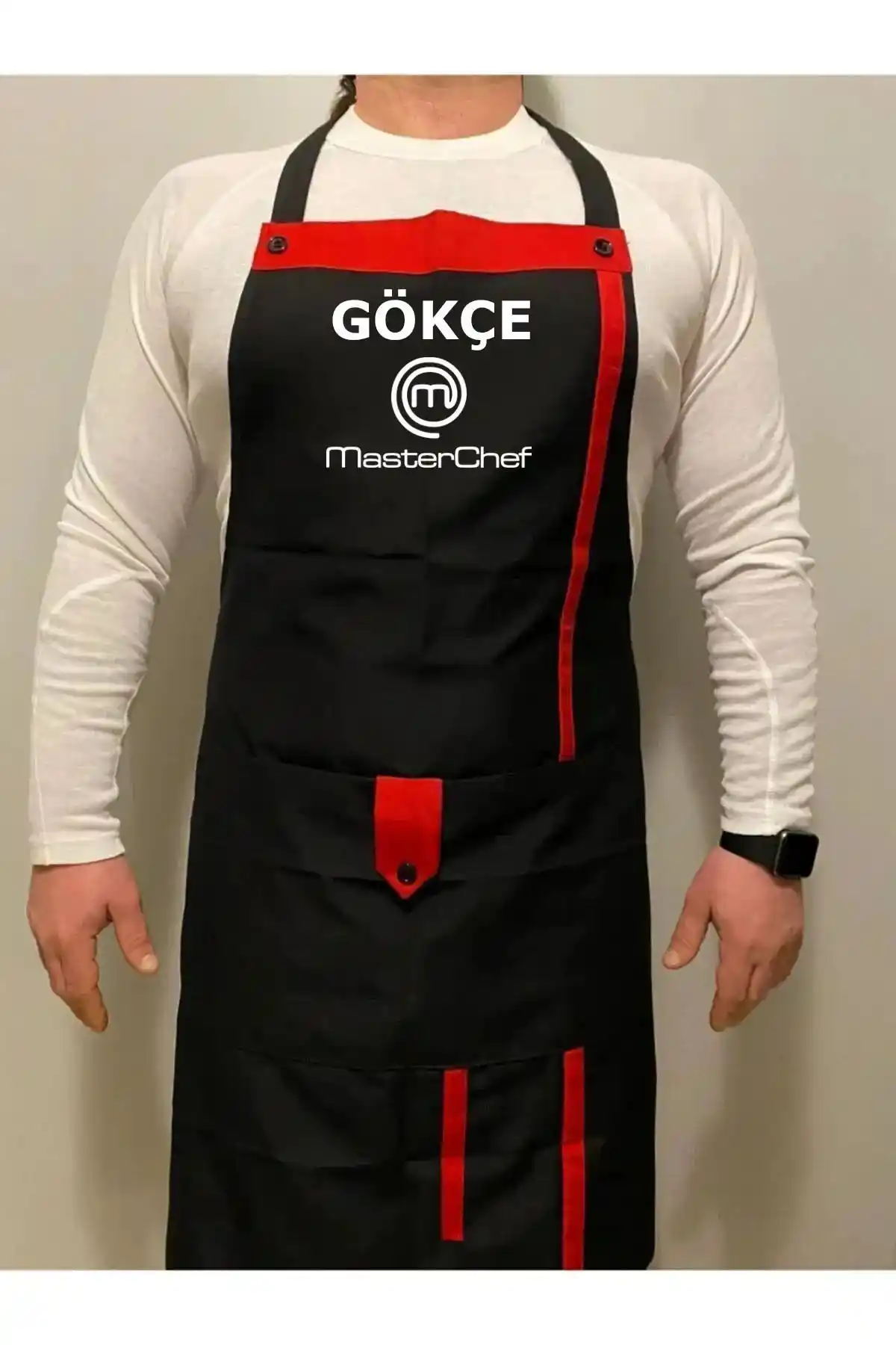 EURO DAY Masterchef Baskılı Siyah Kırmızı Detaylı Mutfak Önlüğü - Şık ve Dayanıklı Tasarım