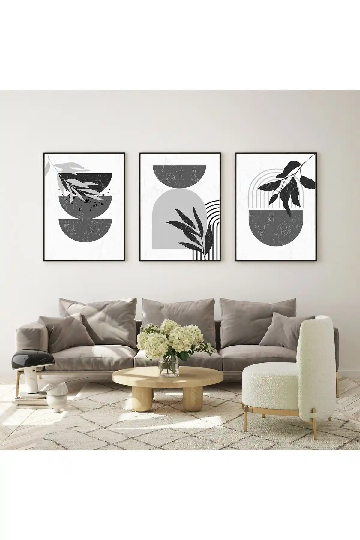 Ev Dekorasyonunda Modern ve Estetik: Bestablo 3 Parça Gri Boho ve TekTablo Çerçeveli Setleri