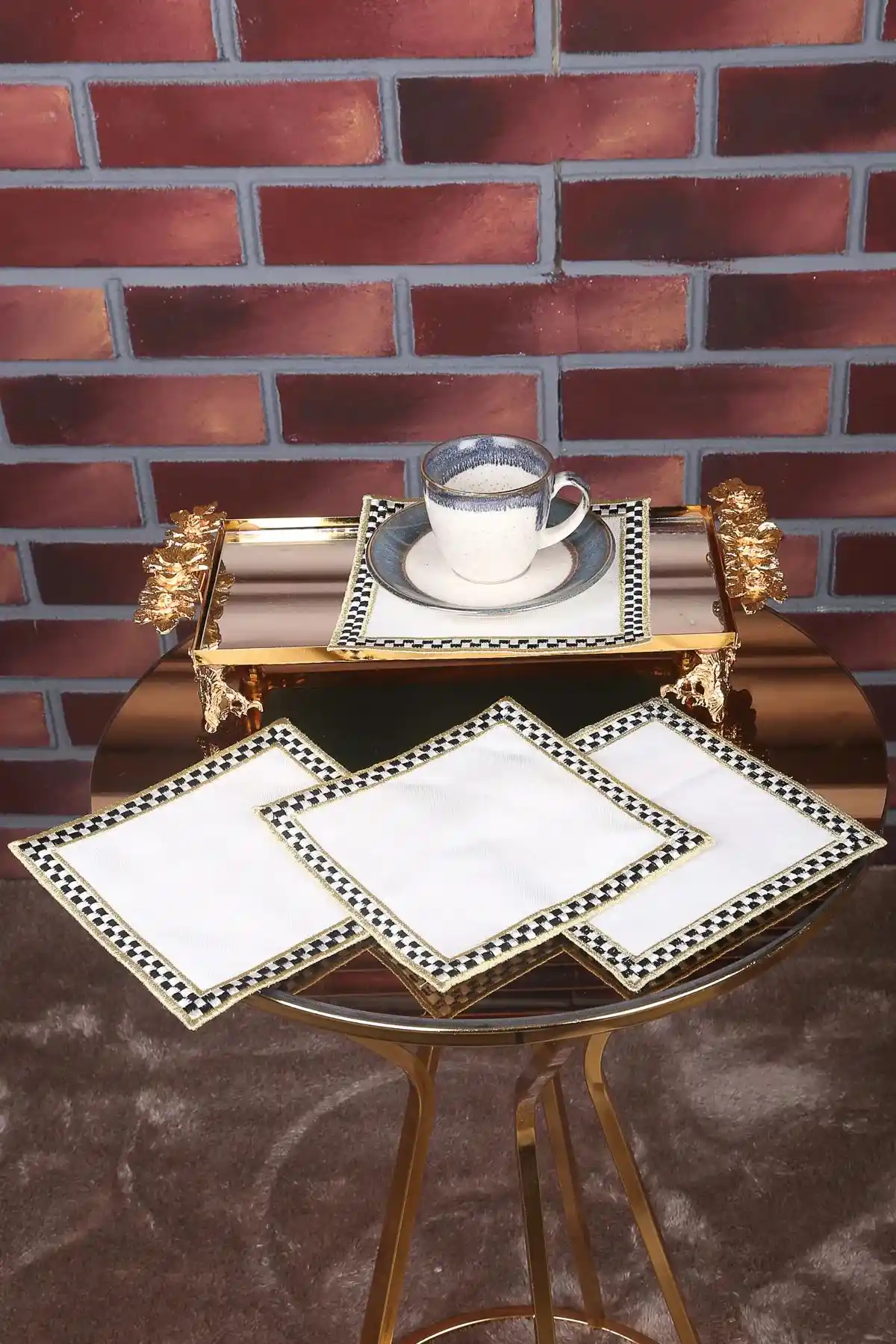 EVCO 6'lı Linen Keten Kahve Yanı Kokteyl Parti Lüks Sunum Peçeteleri