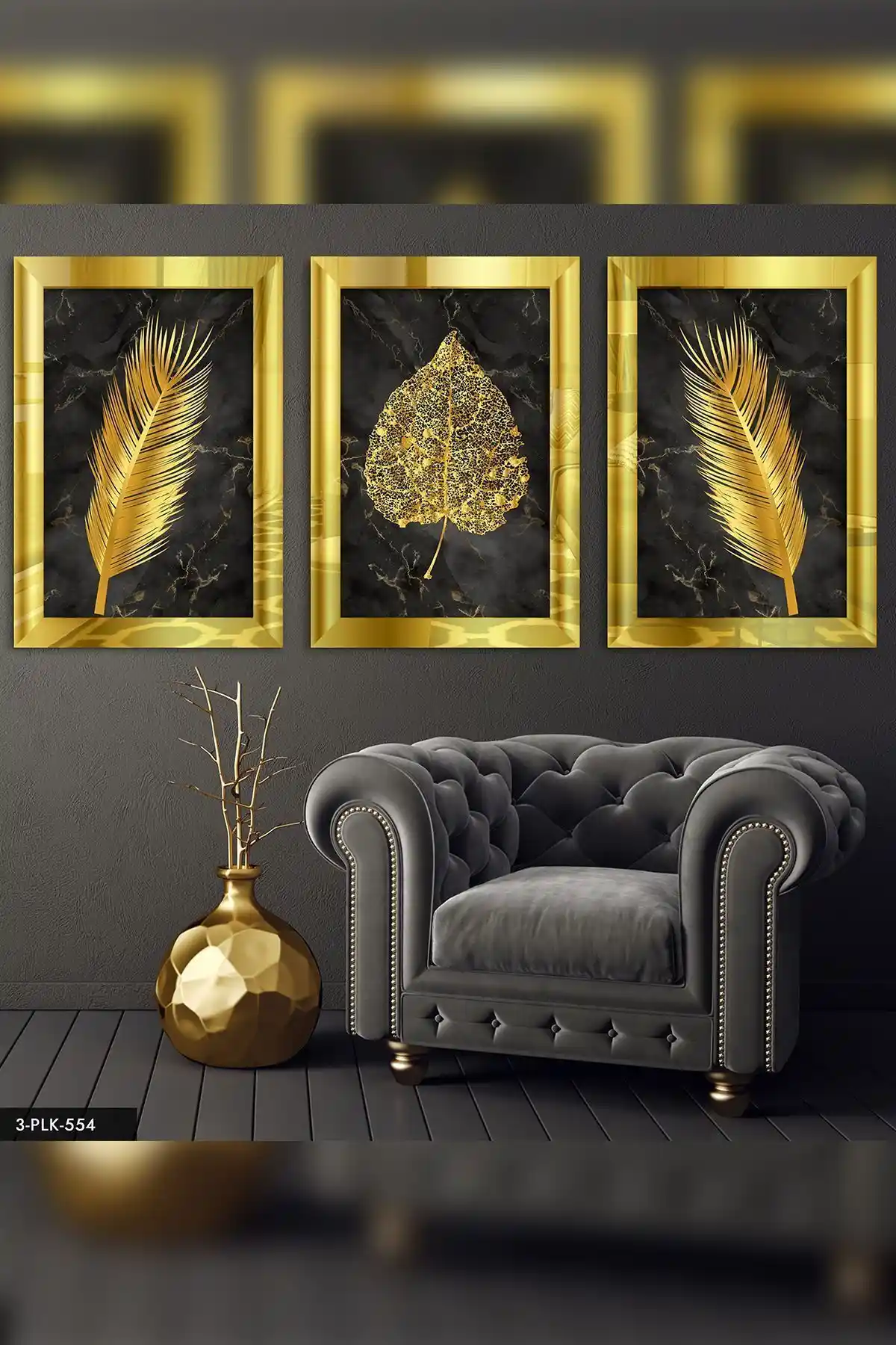 Evinemoda Çiçek Yaprak Gold ve Zarif Altın Mavi Çiçekler Tablo Karşılaştırması