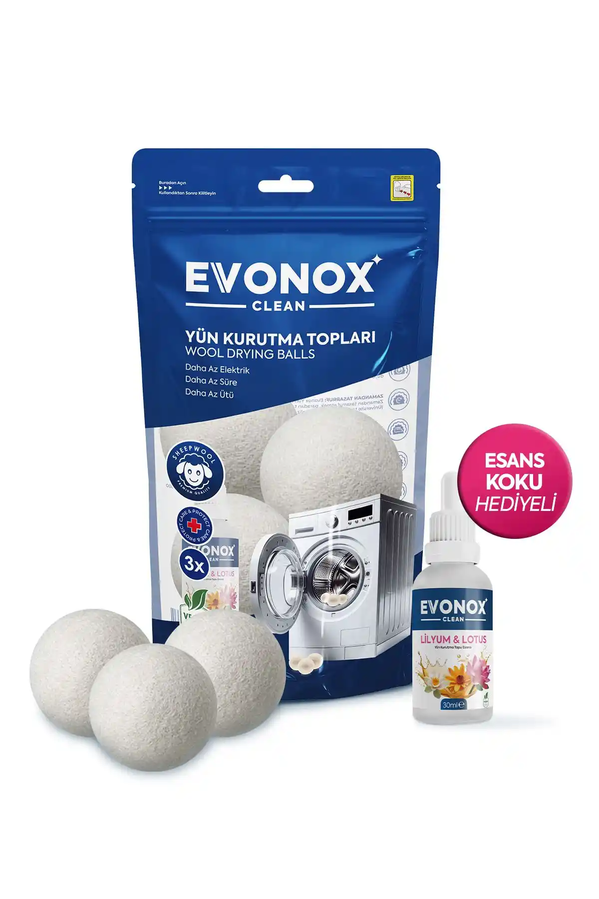 Evonox Clean Çamaşır Kurutma Topları: Doğal, Çevre Dostu ve Hızlı Kuruma Çözümü