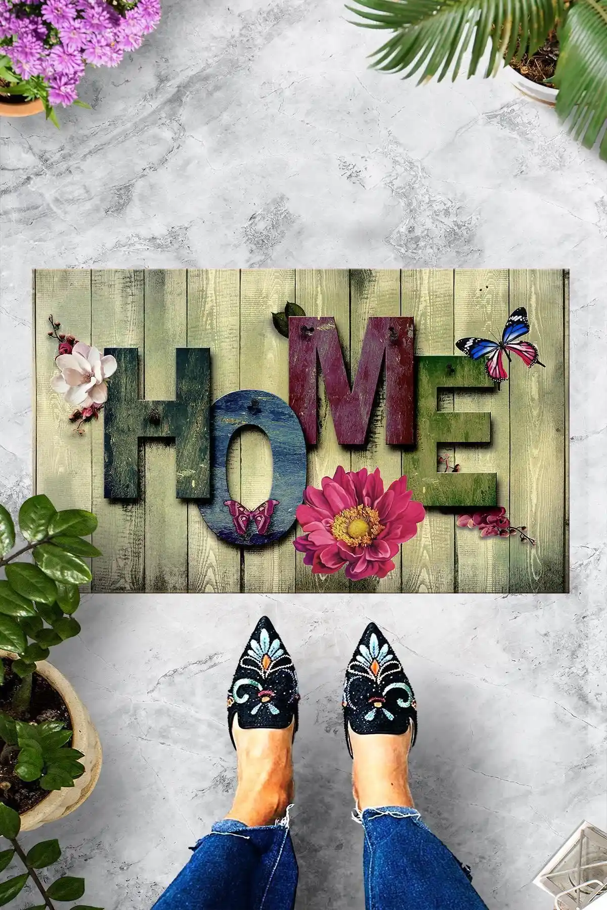 Evsebu Ahşap Renkli Home Dekoratif Kapı Önü Paspası: Şık ve Dayanıklı Tasarım