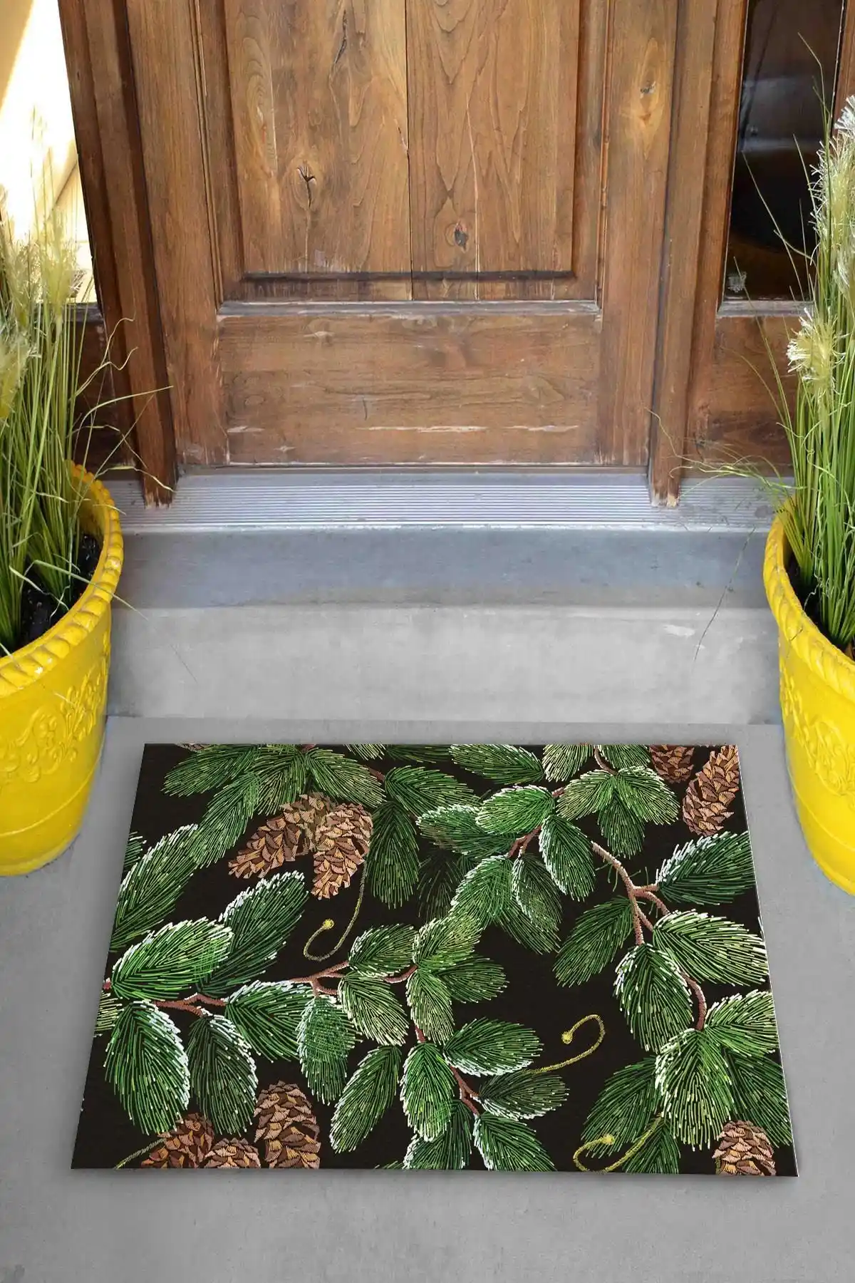 Evsebu Çam Ağacı Dekoratif Kapı Önü Paspası Modern ve Dayanıklı Tasarım