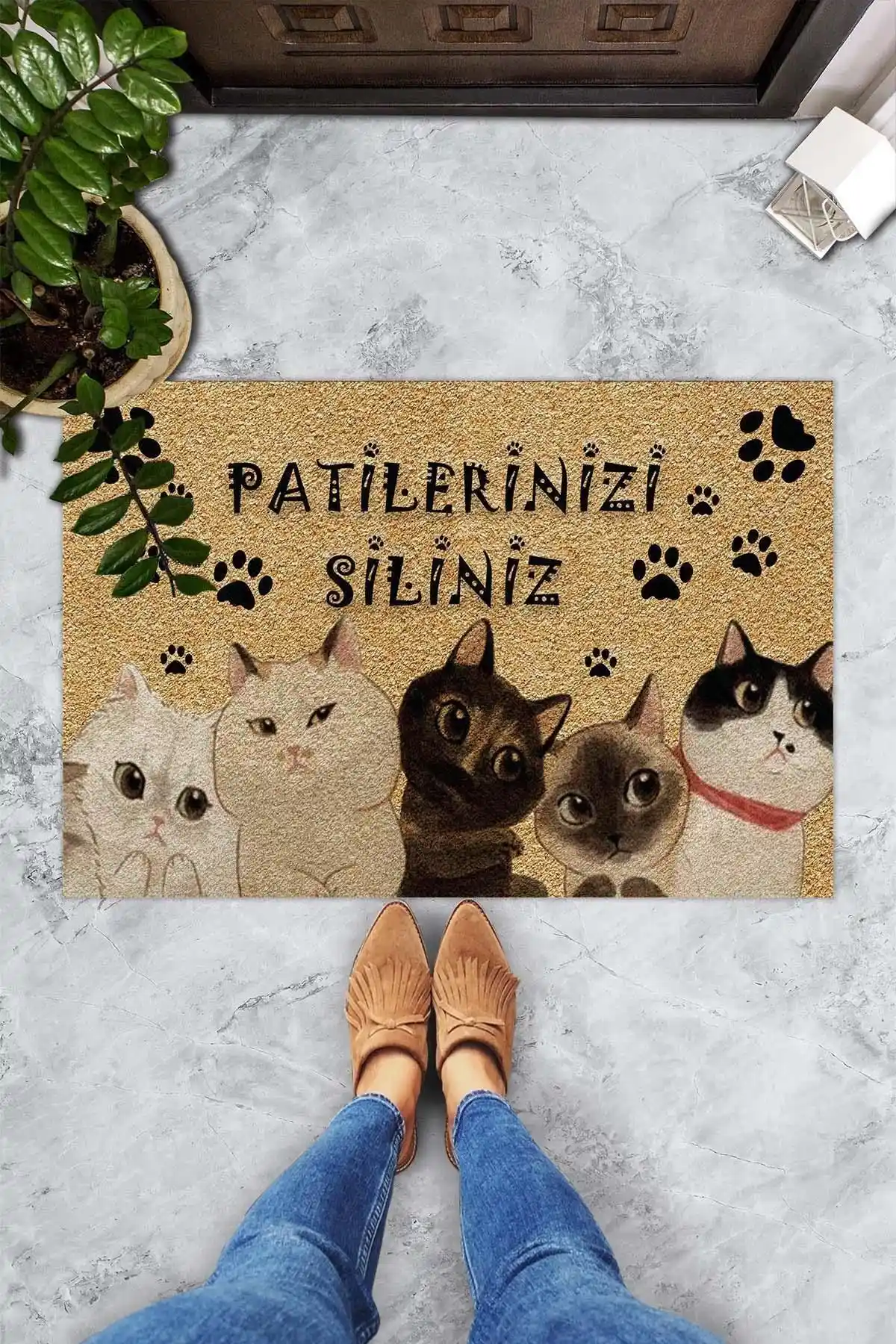 Evsebu Pienso Home Dekoratif ve Dayanıklı Kapı Önü Paspası 70x45 cm