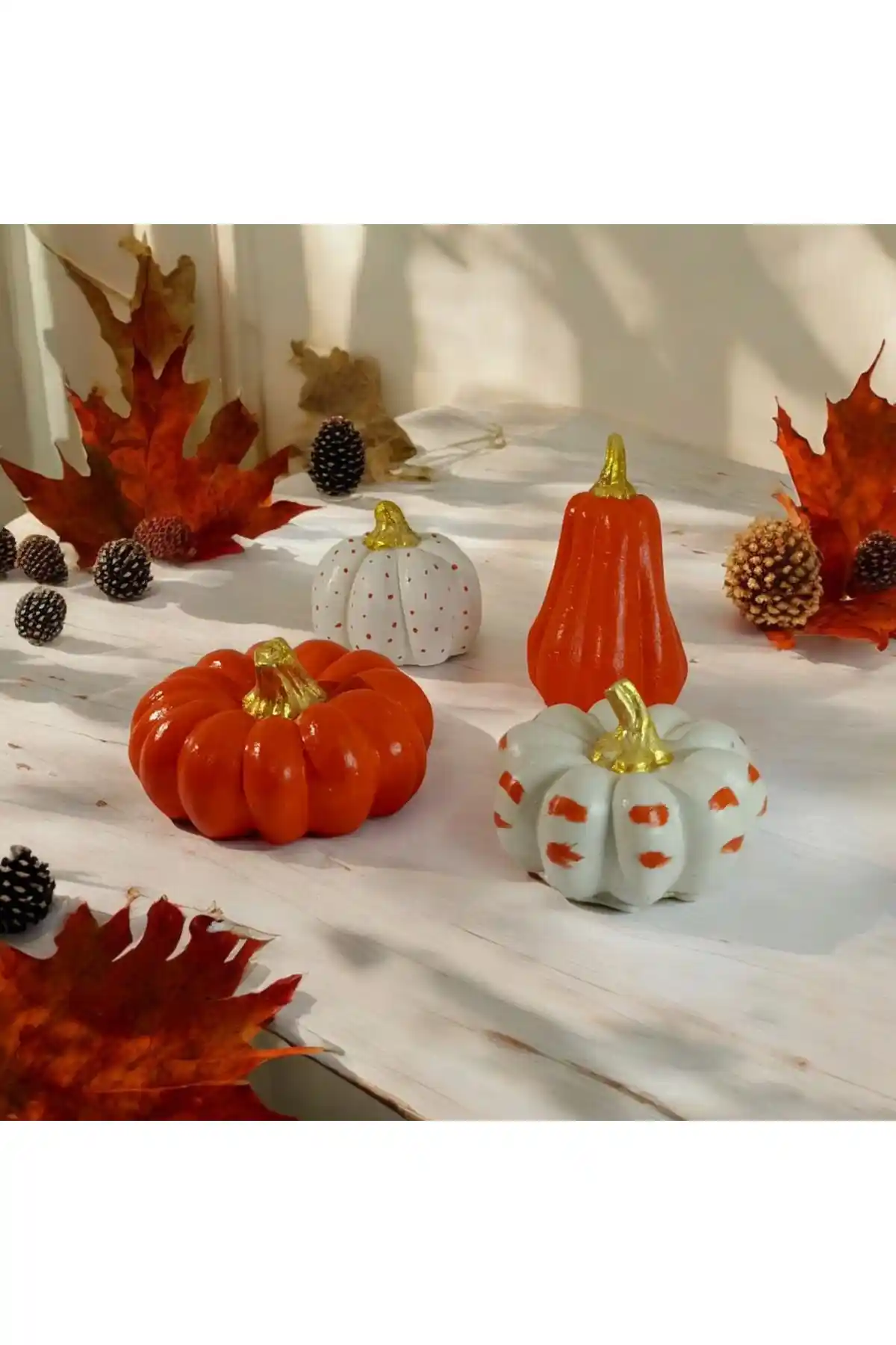 Eymen 4'lü Balkabağı Dekoratif Biblo Seti Ev Dekorasyonunda Şıklık ve Sıcaklık Yaratır