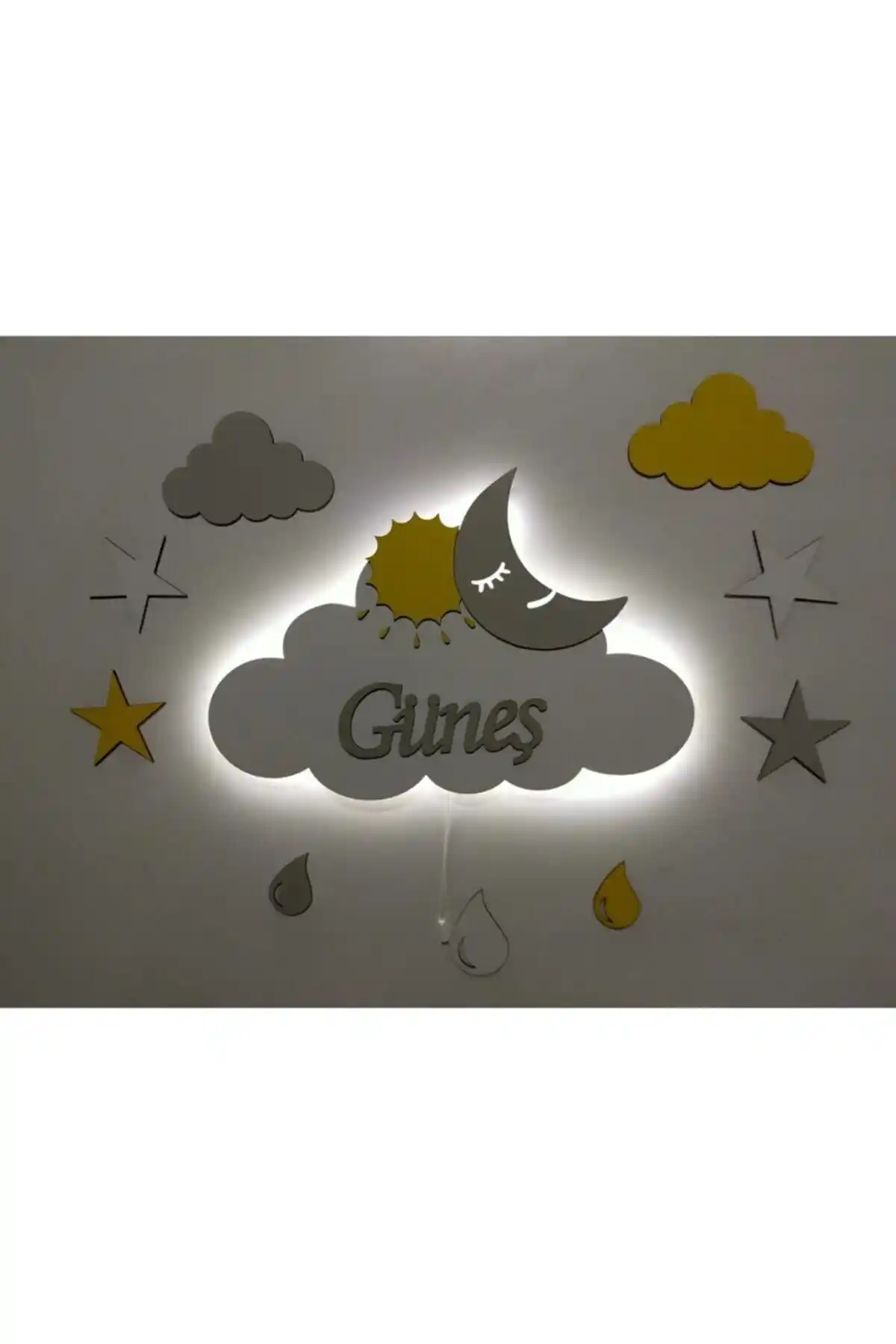 Fabrikahşap İsimli Bulut Ahşap Gece Lambası Çocuk Odası Dekorasyonu İçin Uygun