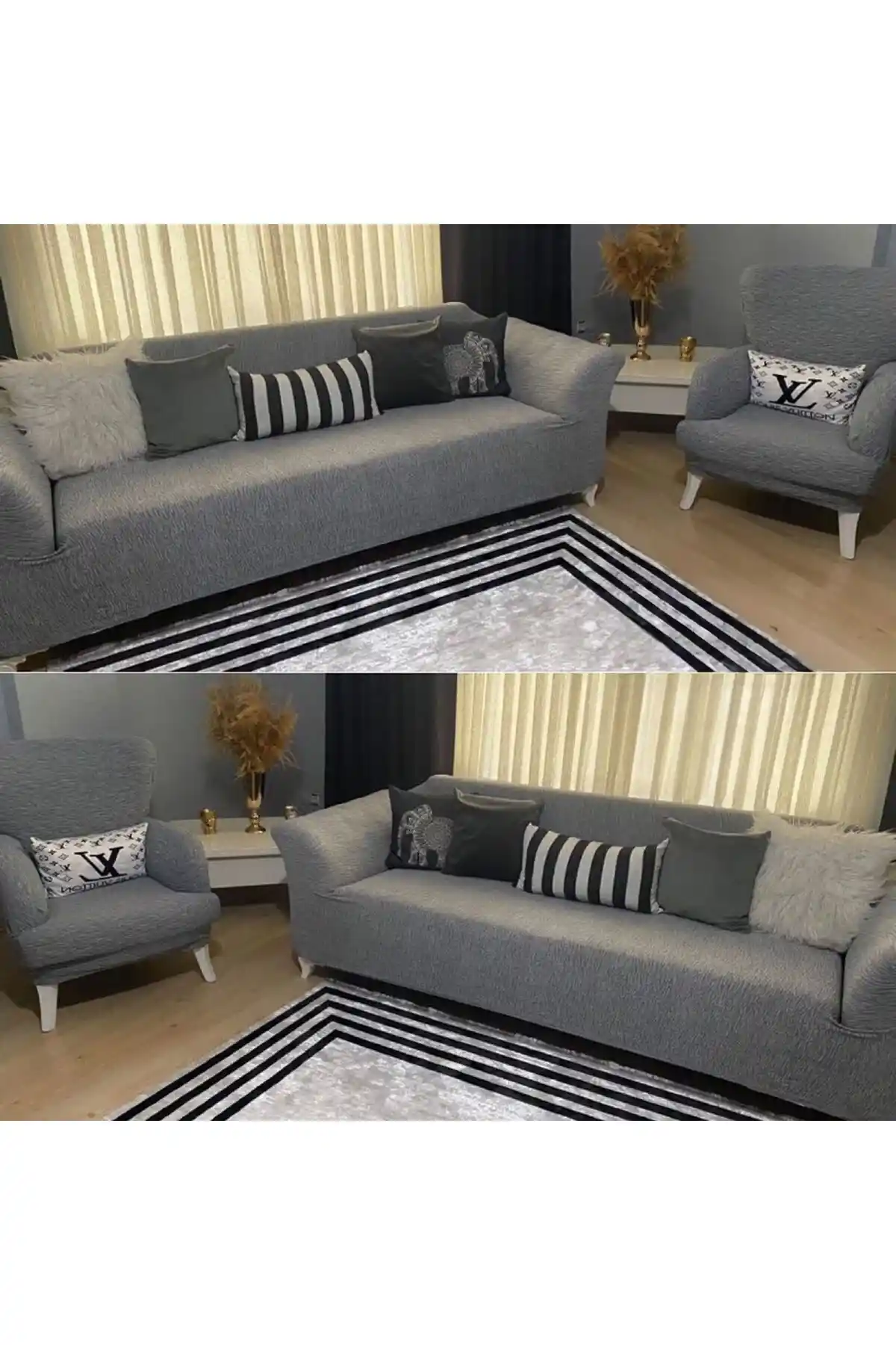 Faiend Jakarlı Gri Kanepe Örtüsü: Dayanıklı ve Şık Mobilya Koruma Çözümü