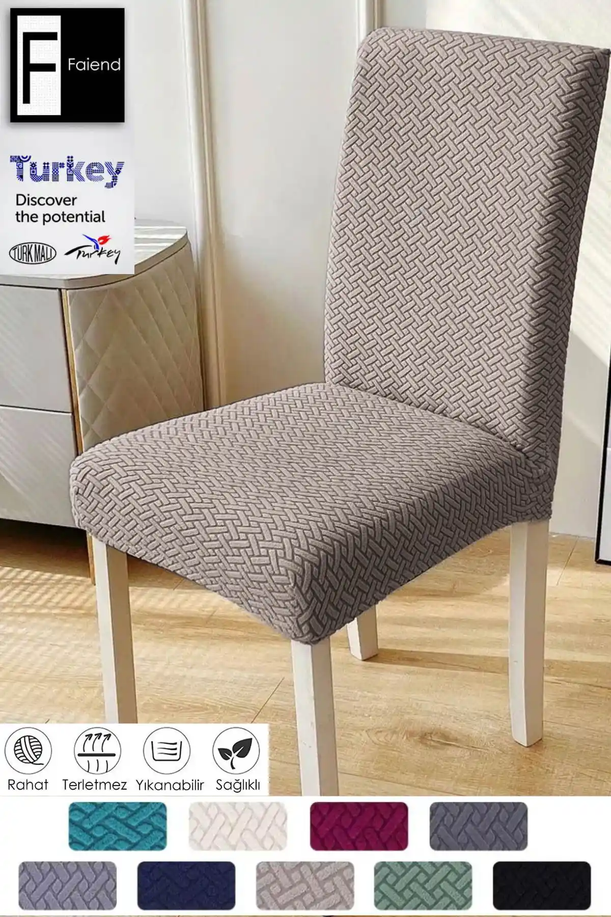 Faiend Tuğla Desen Sandalye Kılıfı Modern ve Dayanıklı Dekorasyon Çözümüdür