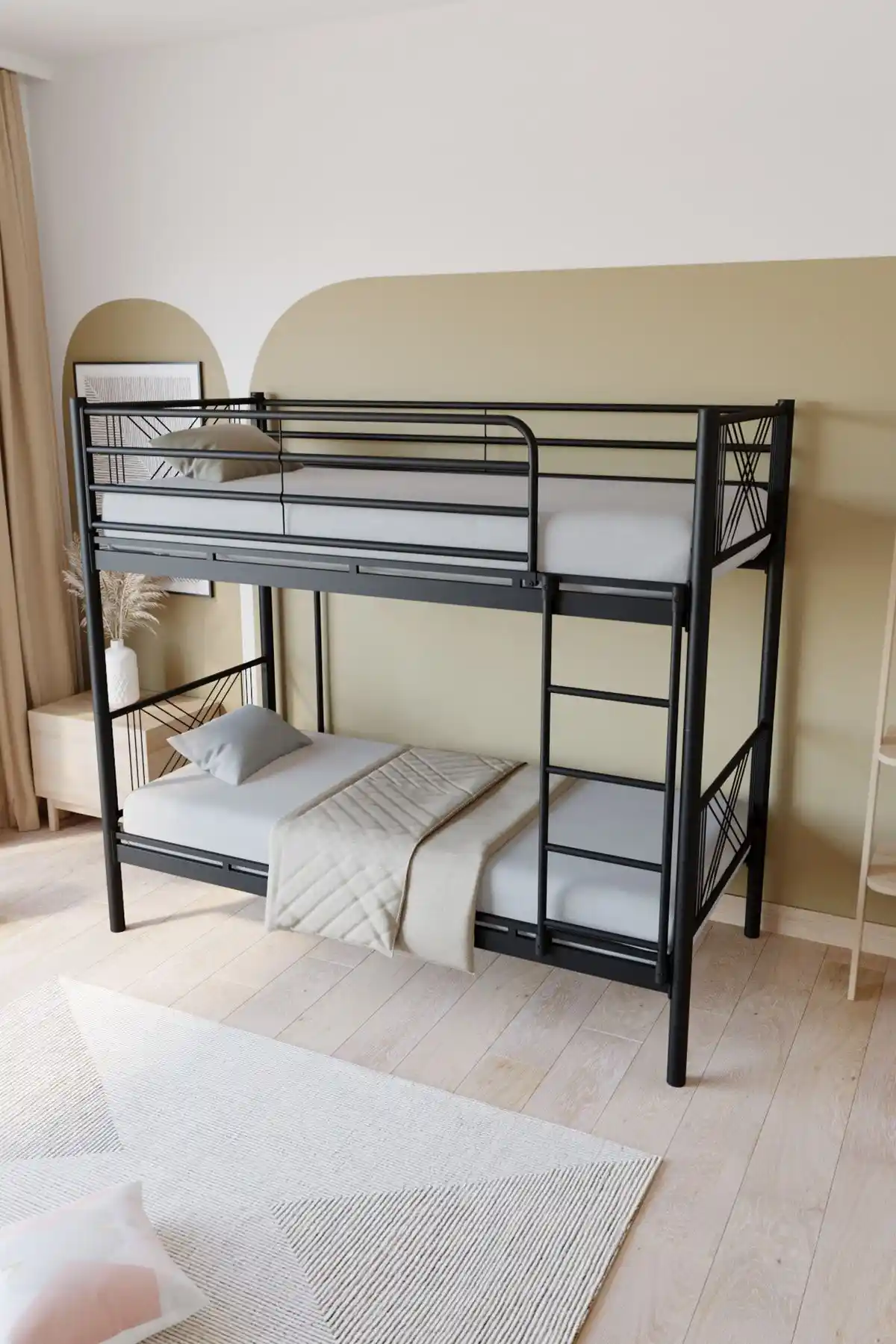 FANO Mix Premium Siyah Metal Ranza 90x190 Çocuk ve Genç Yatak Odası İçin Modern Tasarım