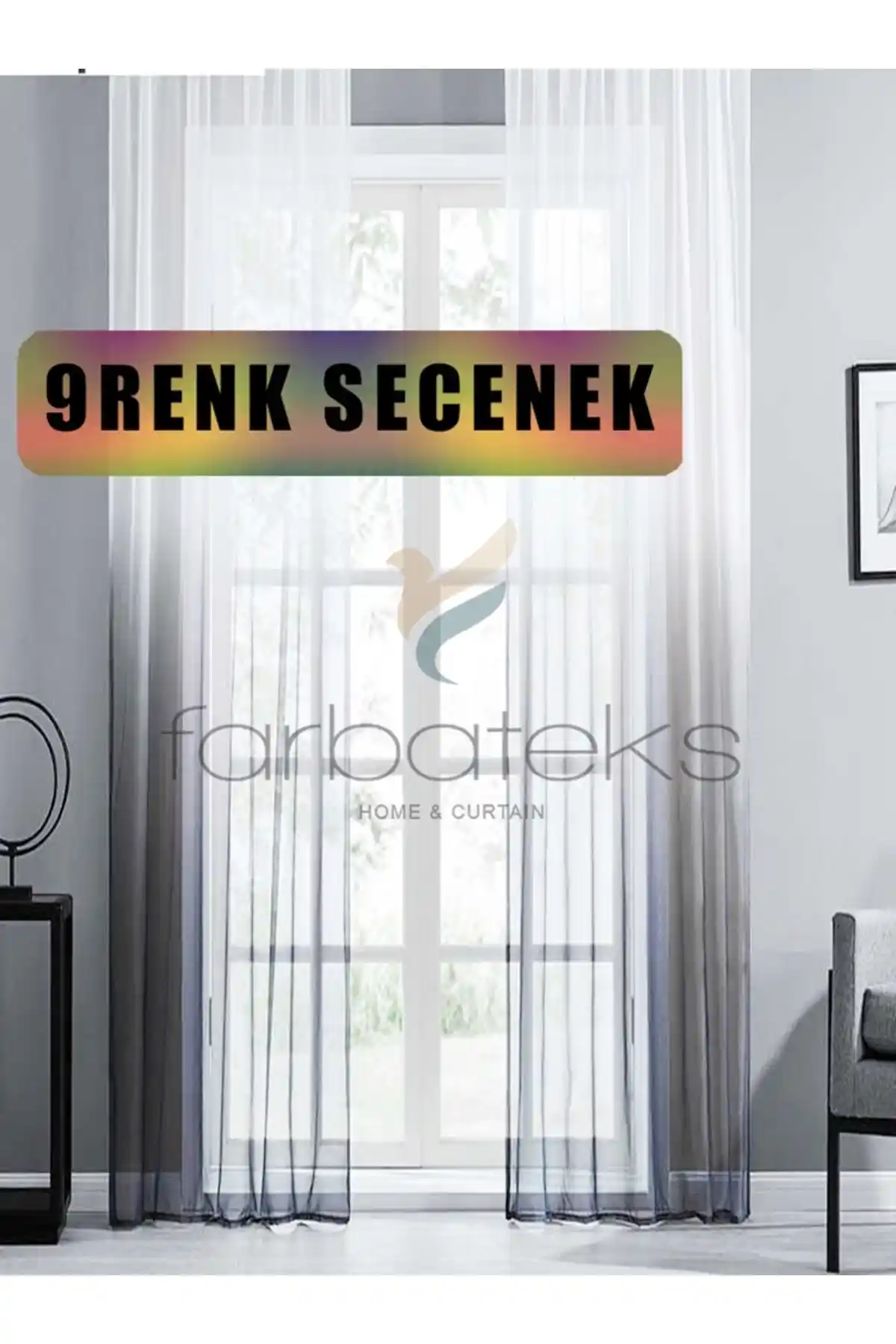 Farbateks Beyazgri Antrasit Füme Renk Geçişli Tül Perde: Modern ve Şık Tasarım Çözümü