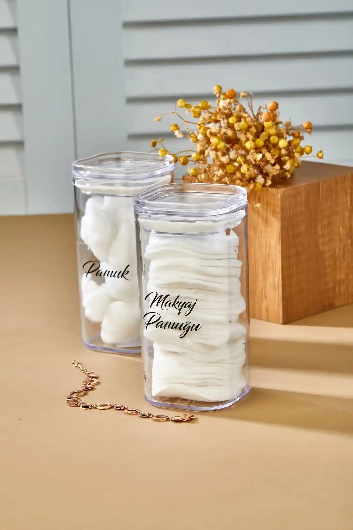 FBZhome 2'li Akrilik Şeffaf Etiketli Makyaj Pamuğu ve Pamuk Seti İncelemesi