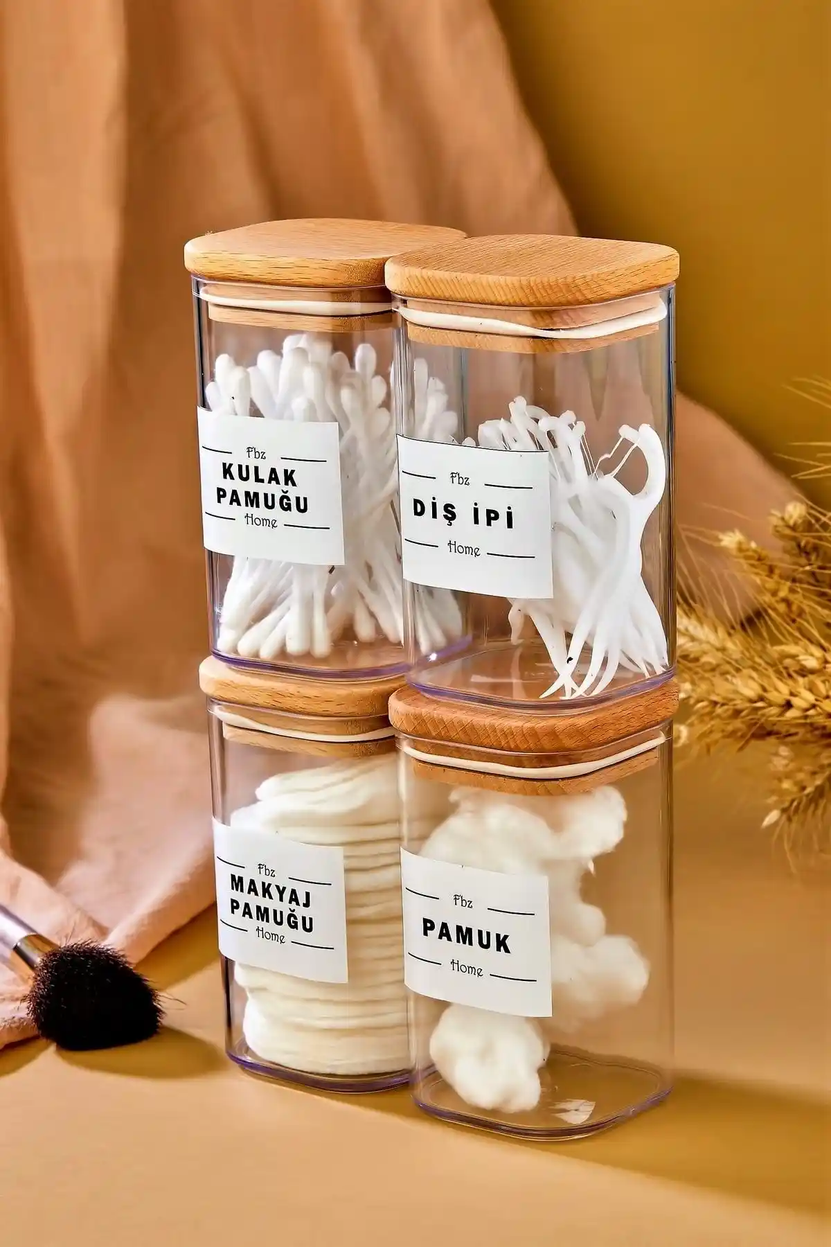 FBZhome 4'lü Ahşap Kapaklı Akrilik Diş ve Bakım Seti: Şık ve Pratik Tasarım