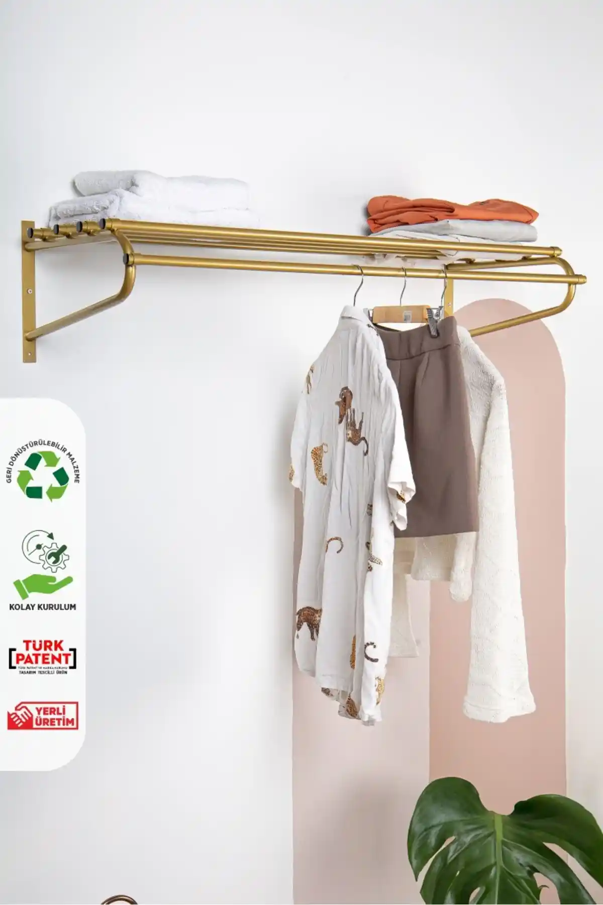 FEC Reklam EROS Gold Metal Duvara Monte Askılık Modern ve Şık Tasarım