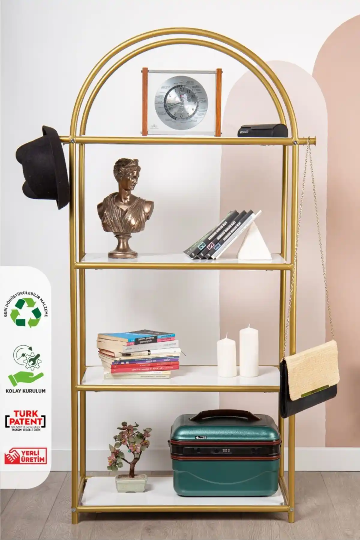 Fec Reklam Hestıa Dekoratif Raf Mobilya Kitaplık: Retro ve Modern Tasarımın Şık Kombinasyonu