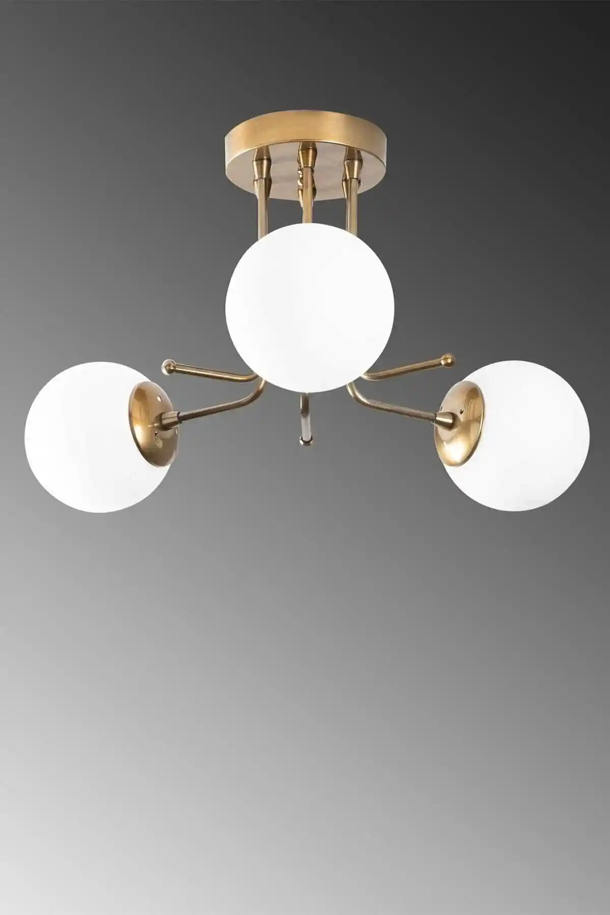 Fer Avize Daisy Modern Eskitme Renk Globe Beyaz Camlı Avize İç Mekanlar İçin Şık ve Fonksiyonel Aydınlatma Çözümü