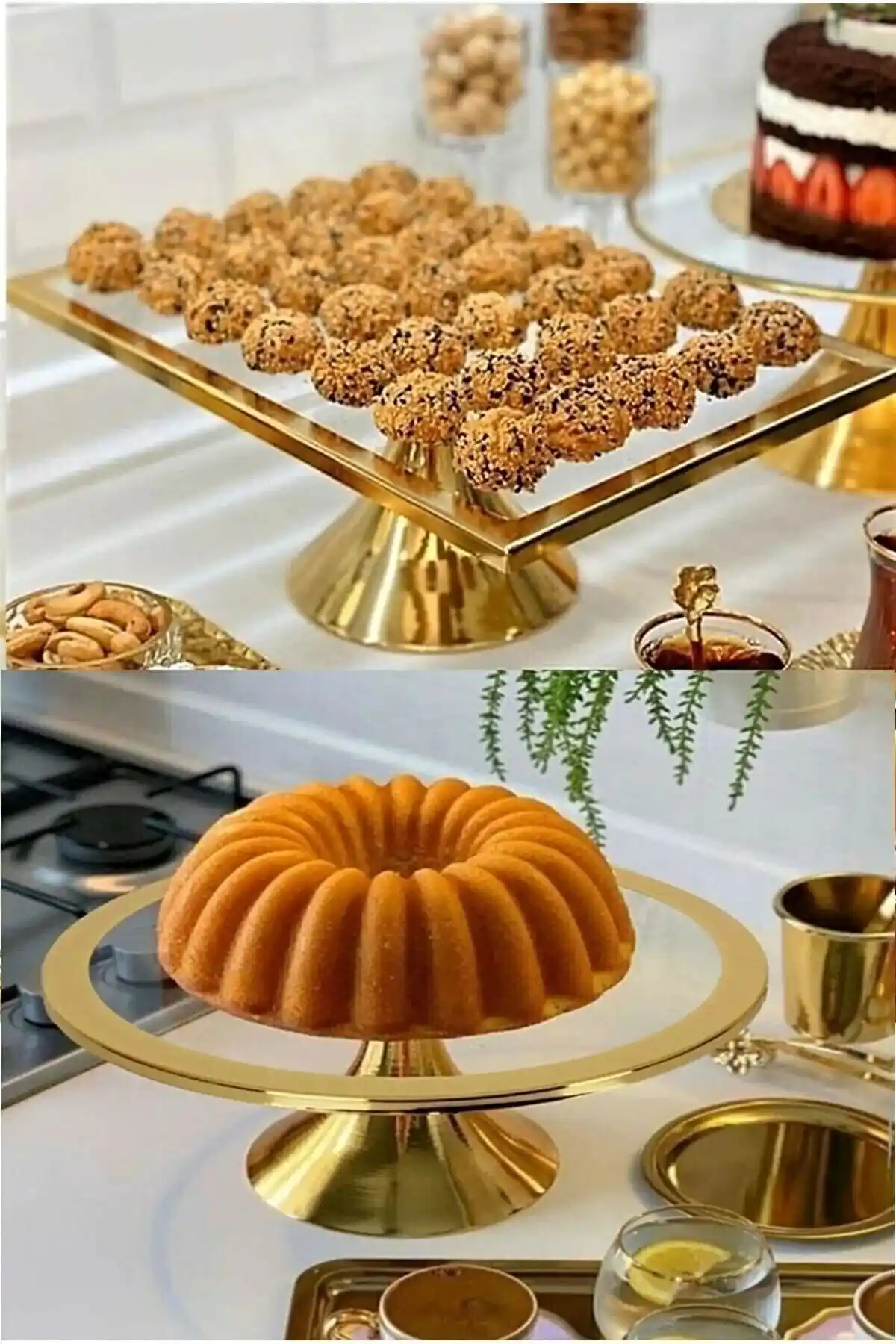 Fiyakalı Ürünler Atölyesi Lüks Ayaklı Kek ve Pasta Sunum Standı Çeyizlik Set