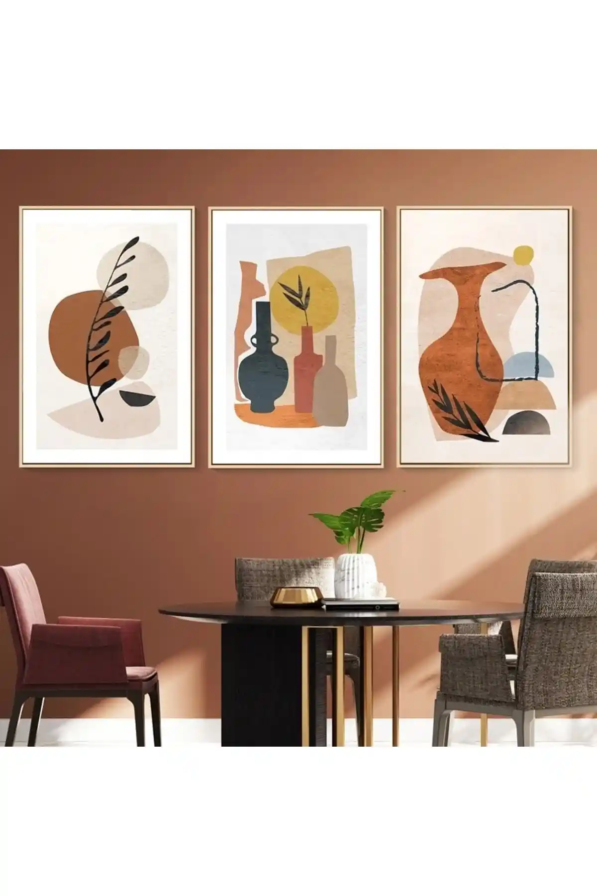 FOGO WOOD Ahşap Üçlü Tablo Modern Doğal Duvar Dekoru 75-90 Karakter