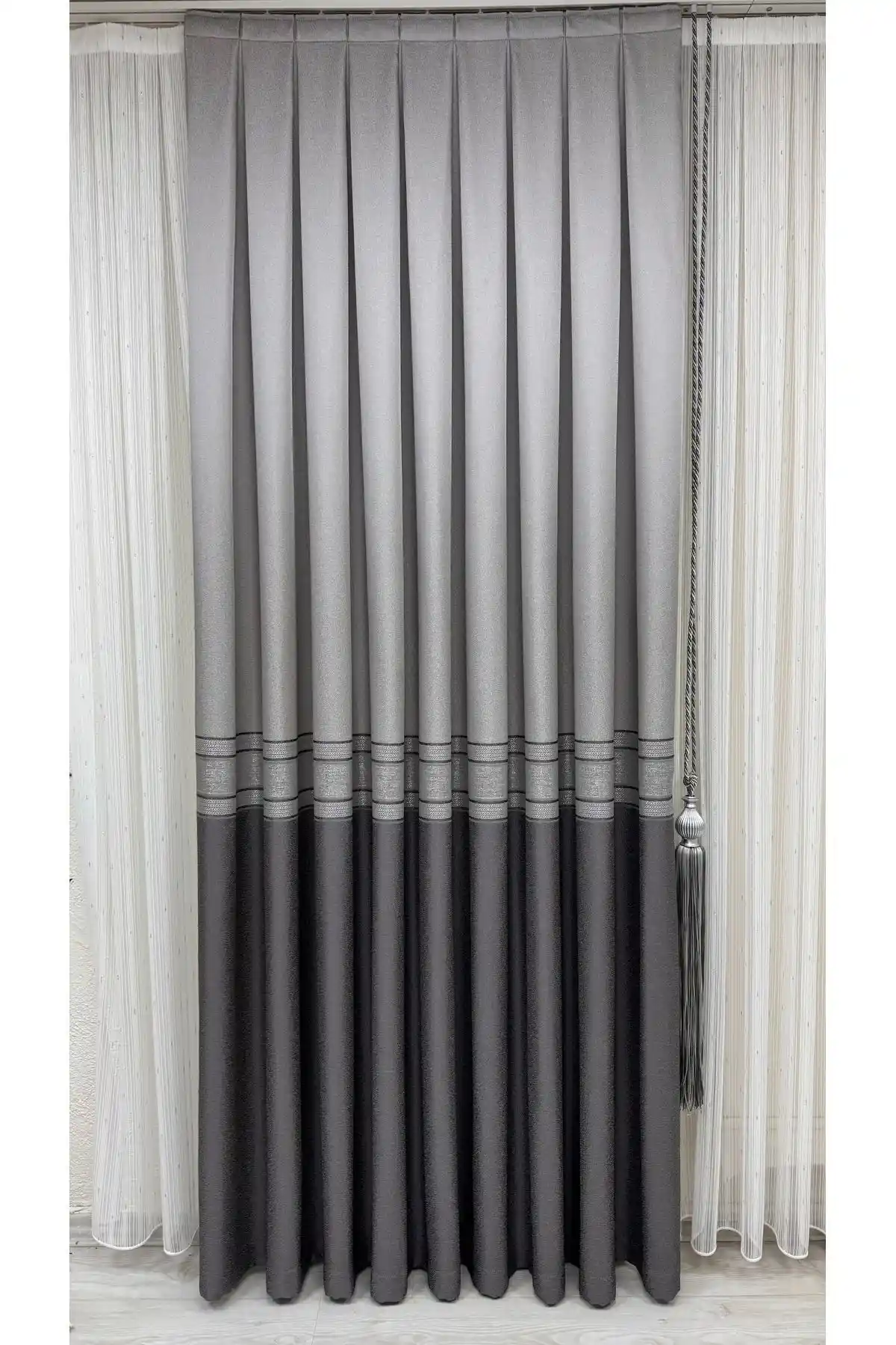 Fon Dünyası Pano Fon Perde Gri Antrasit Modern ve Şık Dekoratif Çözüm