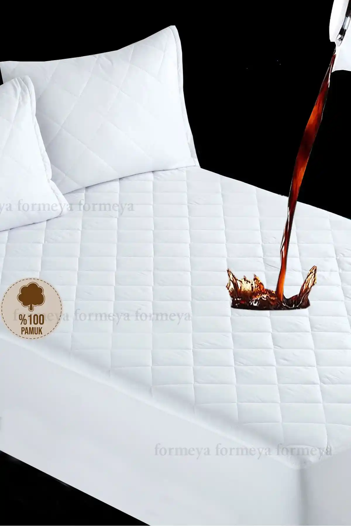 Formeya Kapitone Fitted Su Geçirmez Pamuk Yatak Koruyucu Alez 90x200 cm