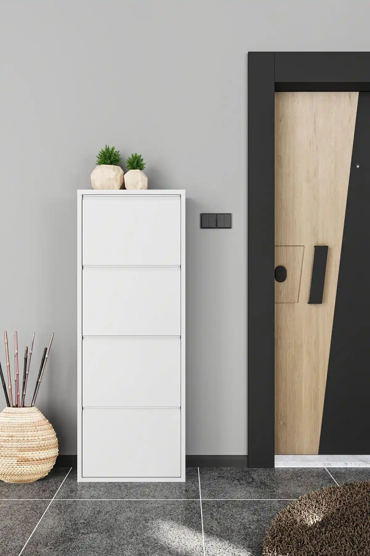 Formood Dörtlü Metal Ayakkabılık Beyaz Modern İskandinav Tarzı Saklama Çözümü