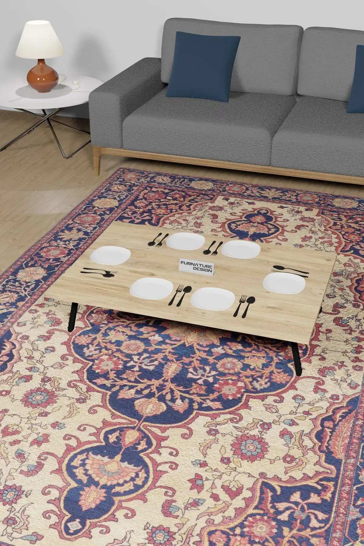 FurnatureDesign 60x90 cm Retro Yer Sofrası: Pratik ve Şık Taşınabilir Mobilya Seçeneği