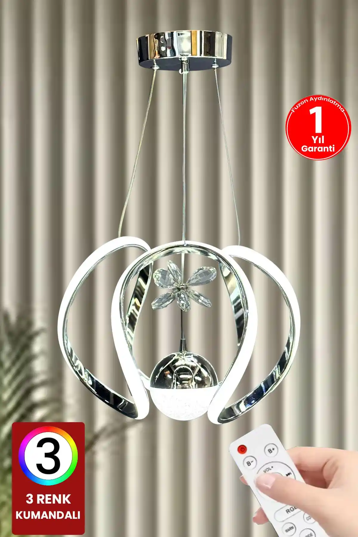 FUZON 3 Renk Kumandalı LED Avize - Modern ve Şık İç Mekan Aydınlatma Çözümü